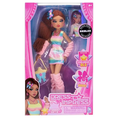 Dress To Impress Stardust Softie Fashion Doll – Sparkling Starry Outfit, Posing Articulation, Roblox DLC
