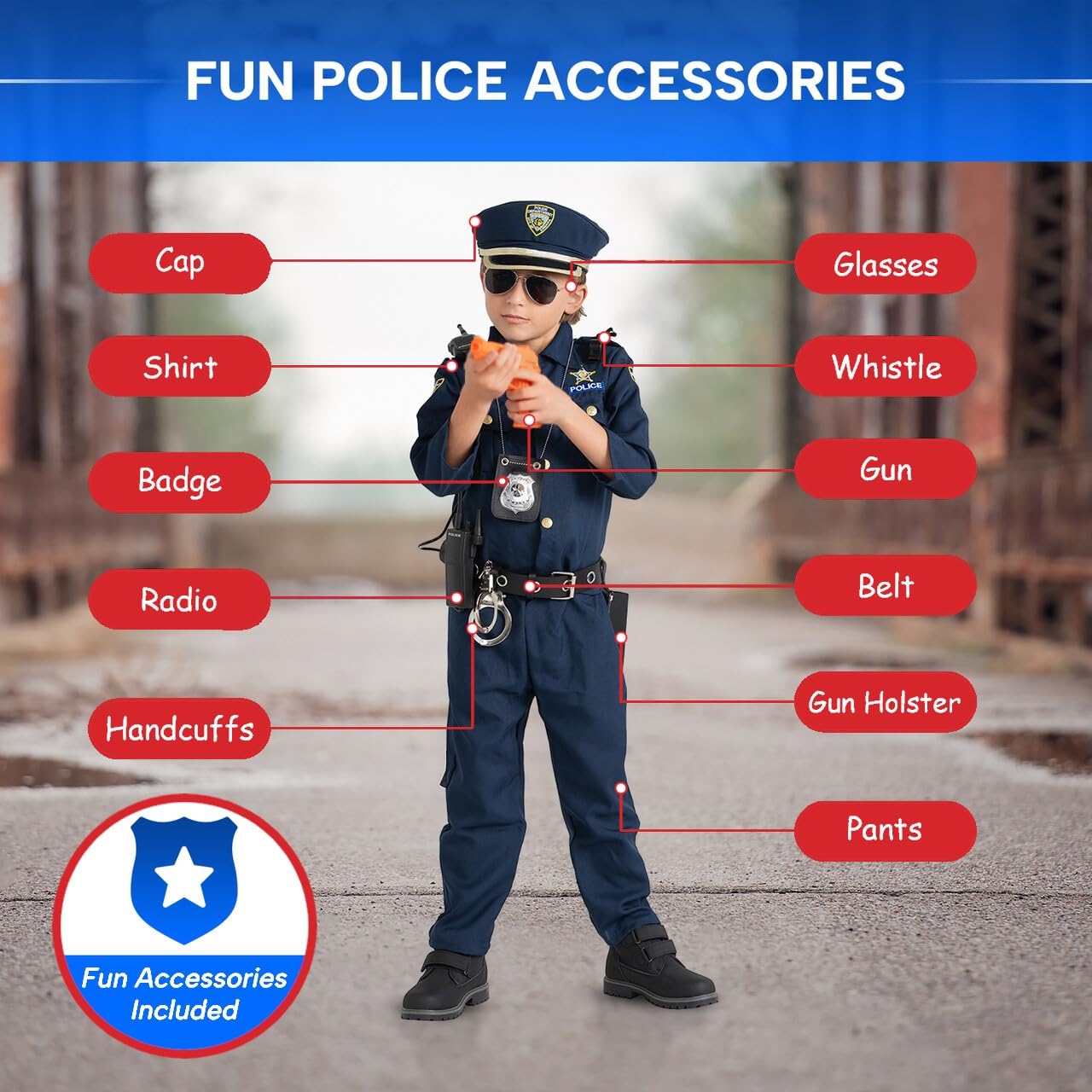 Deluxe Police Costume Set - Small 4-6 | Dress Up America