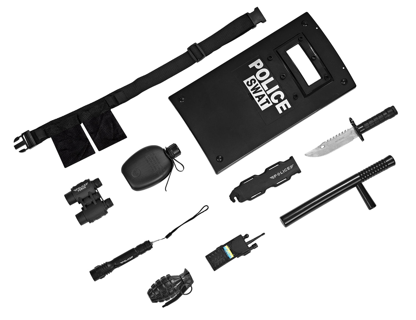 Dress Up America Police Officer SWAT Role Play Set for Kids – Realistic 10-Piece Police Toy Kit