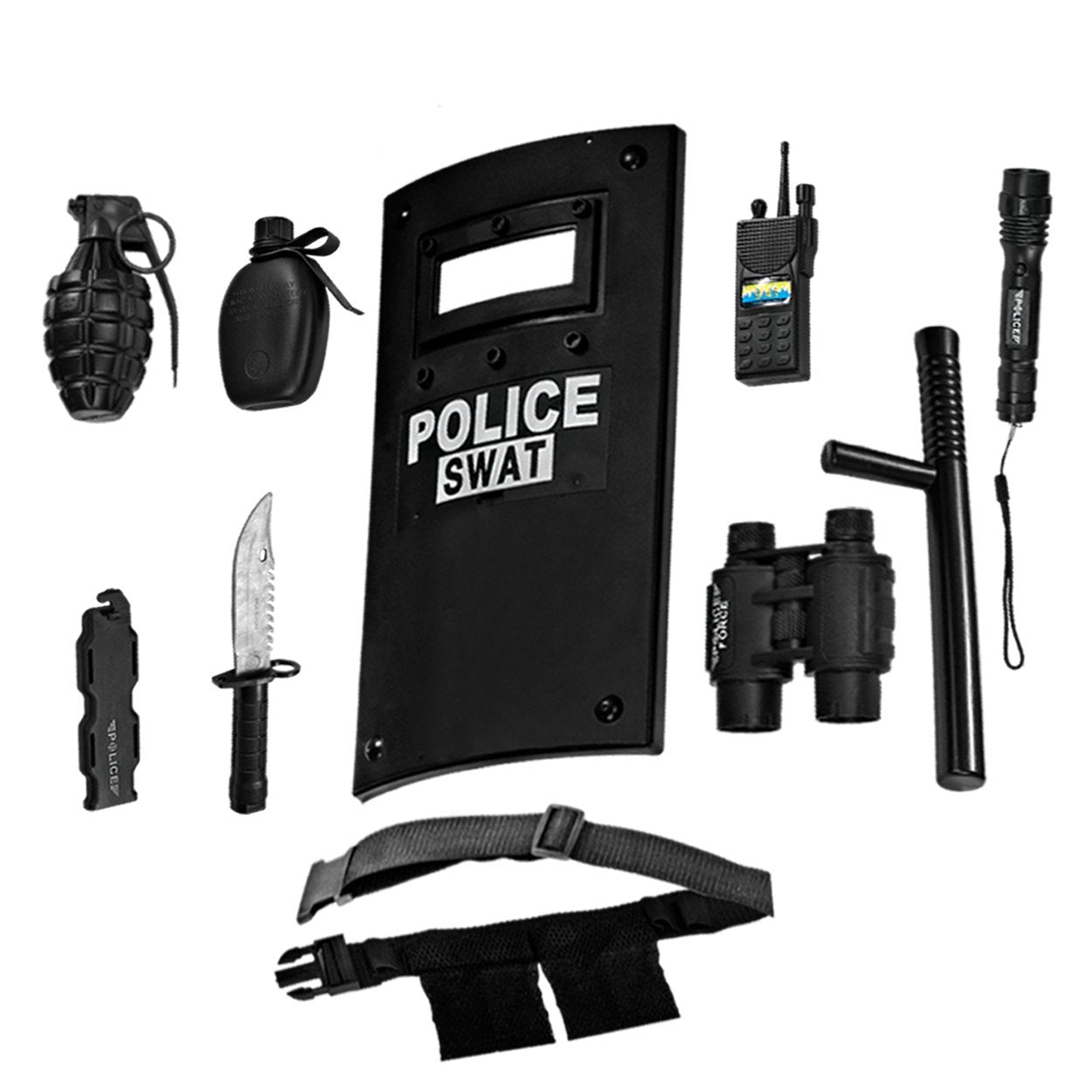 Dress Up America Police Officer SWAT Role Play Set for Kids – Realistic 10-Piece Police Toy Kit