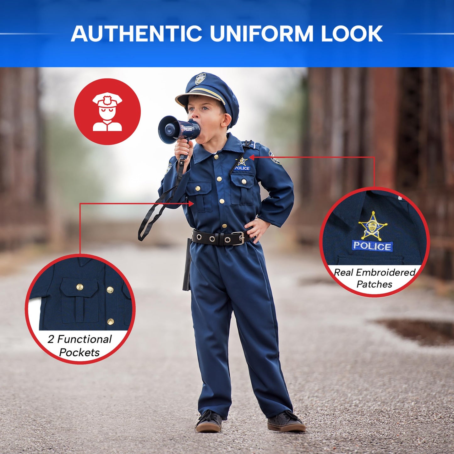 Deluxe Police Costume Set - Small 4-6 | Dress Up America