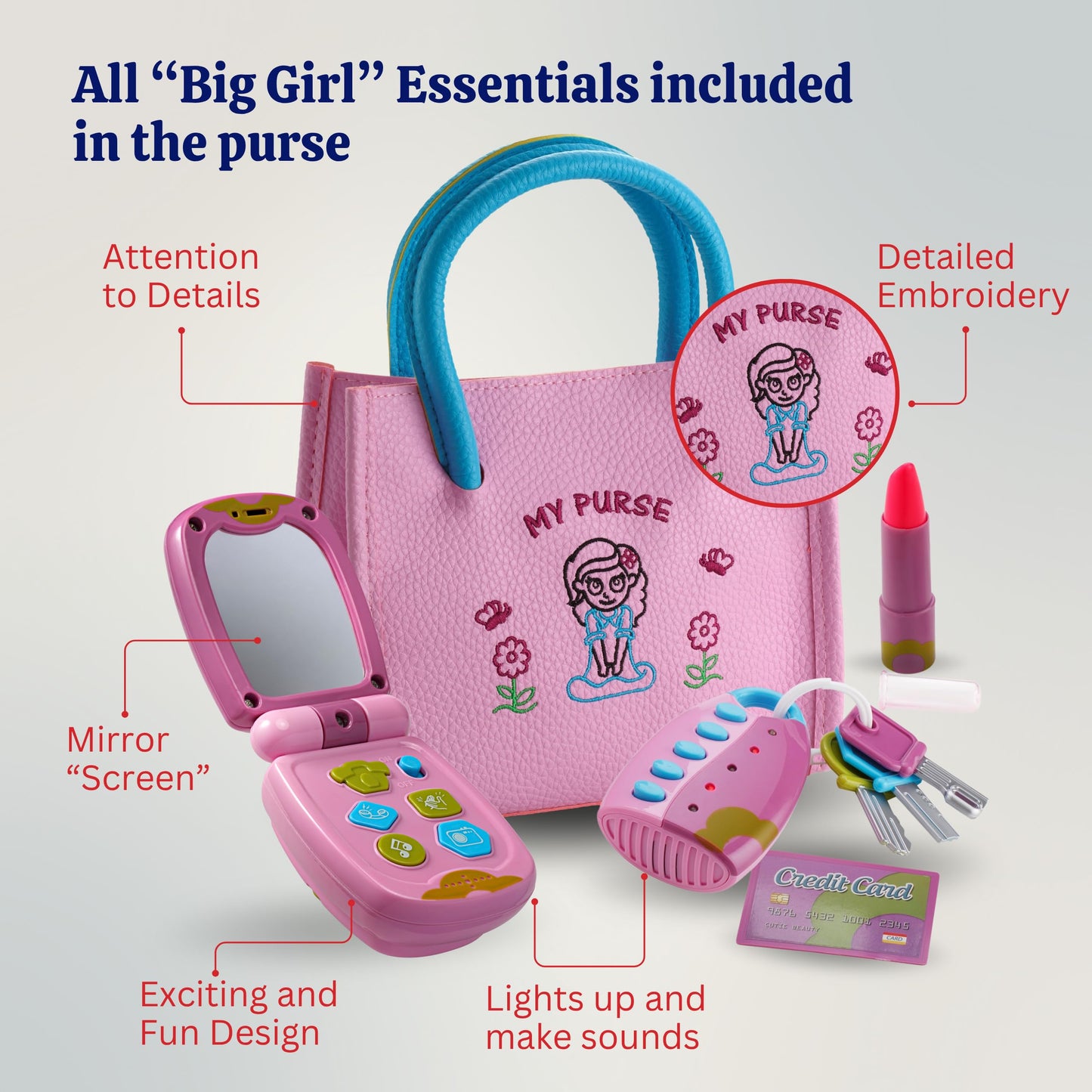 Dress Up America Toddler Purse – Pretend Play Set for Girls Aged 1–3