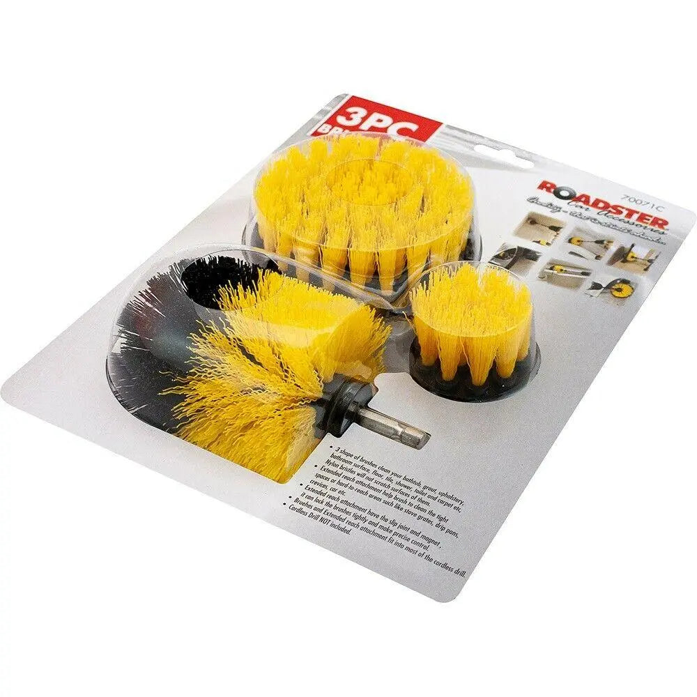 Drill Brush Valeting Detailing Car Carpet Cleaning Scrubbing Set 3pcs
