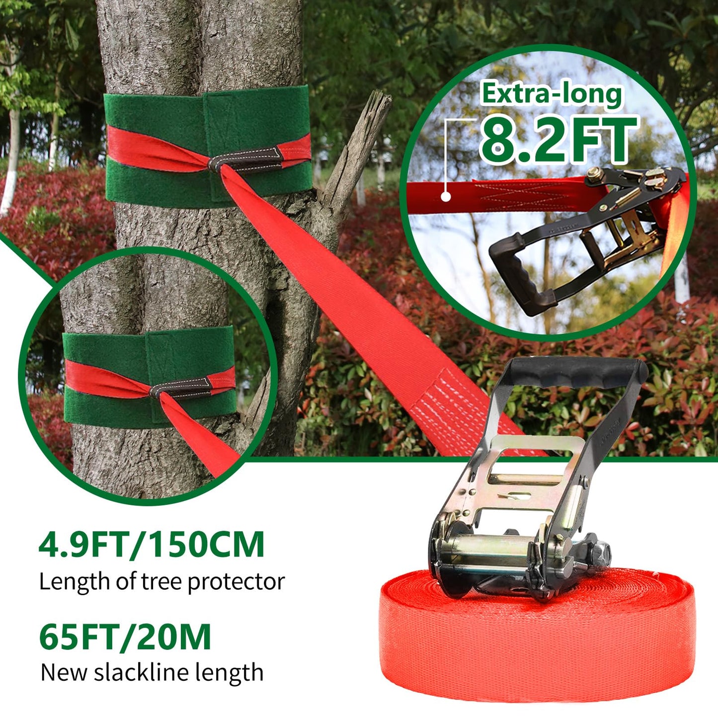 Dripex Ninja Warrior Obstacle Course for Kids Backyard – 2×65ft Slackline Kit with 10 Accessories