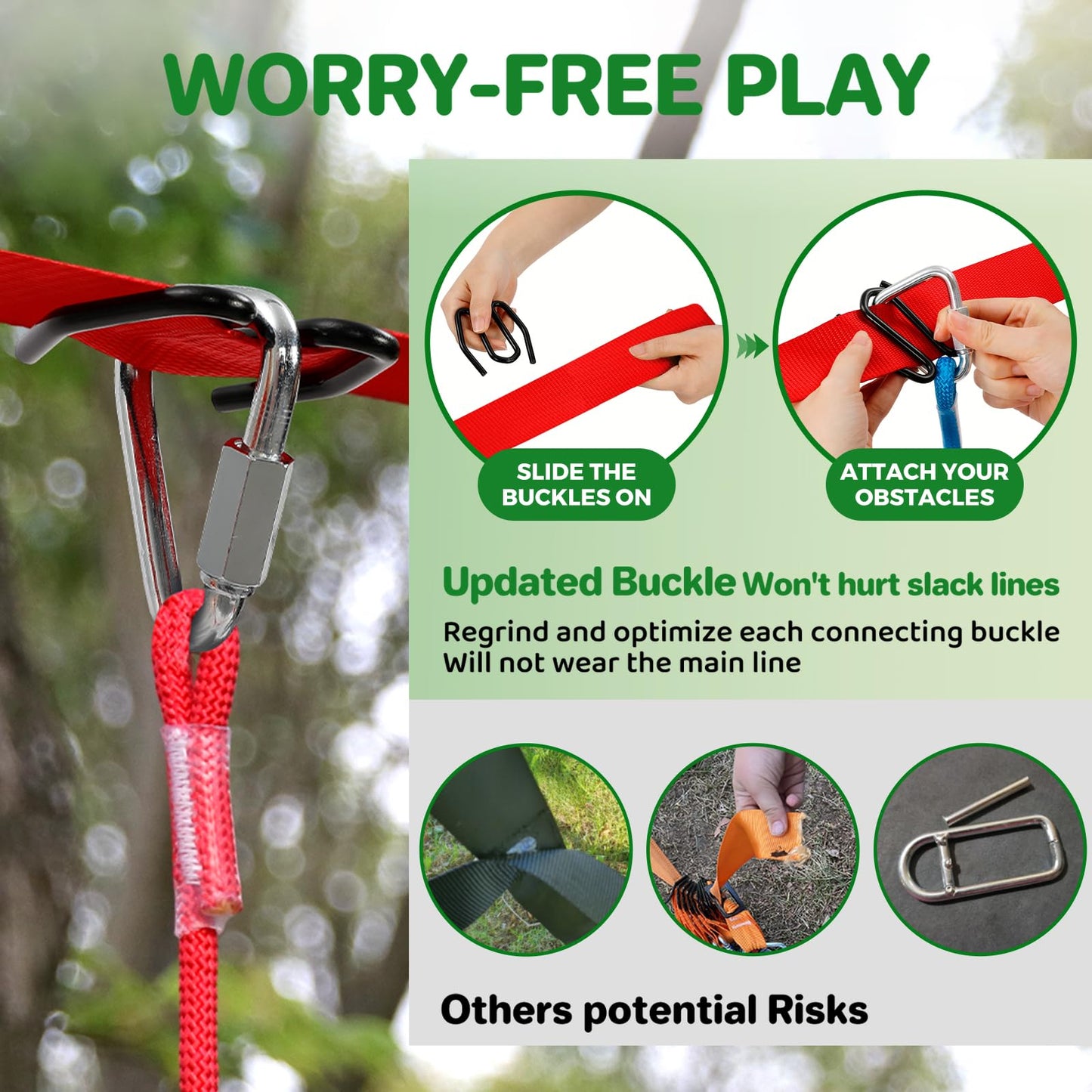 Dripex Ninja Warrior Obstacle Course for Kids | 2×50ft Slacklines & 8 Ninja Accessories