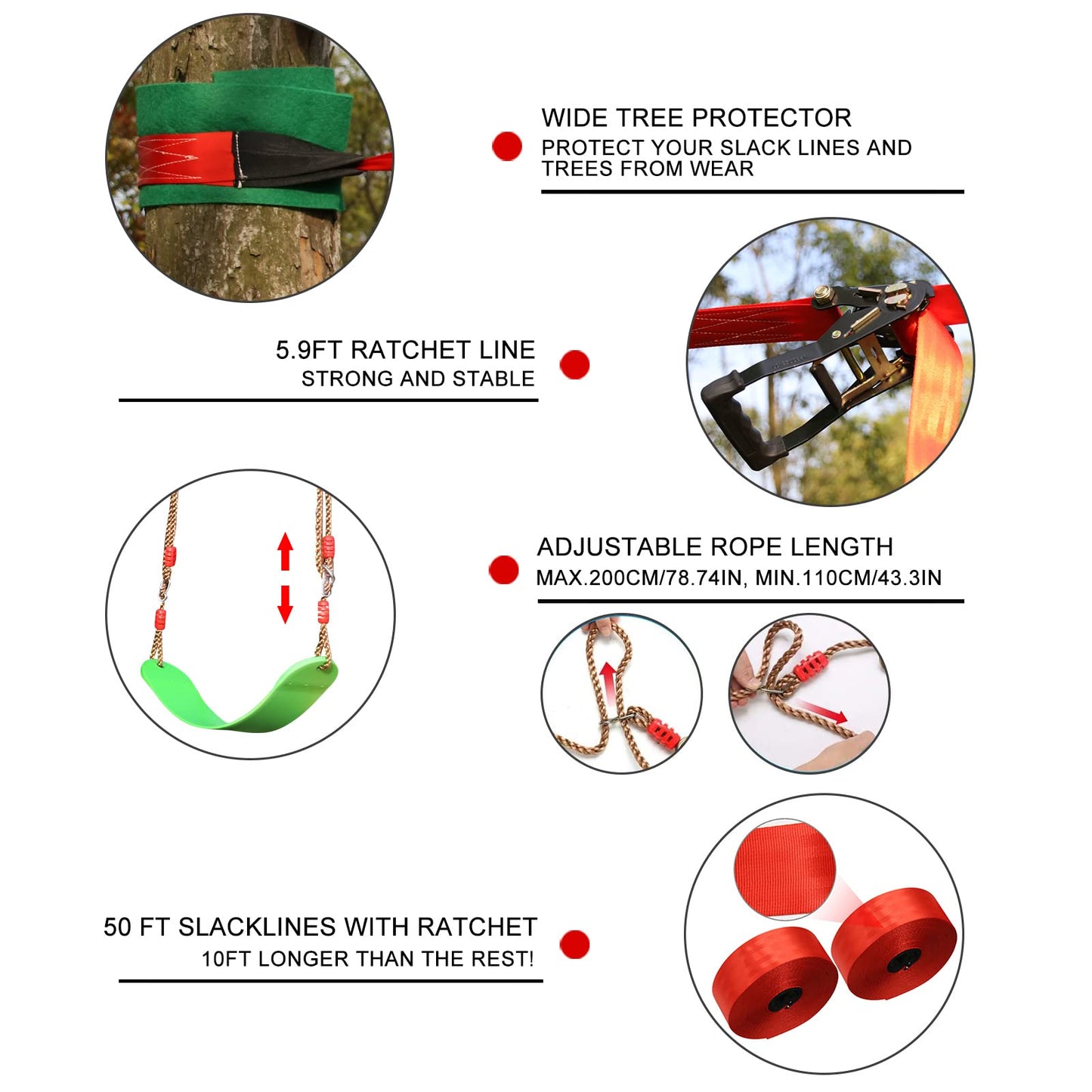 Dripex Ninja Warrior Obstacle Course for Kids | Backyard Slackline Kit (2×50ft)