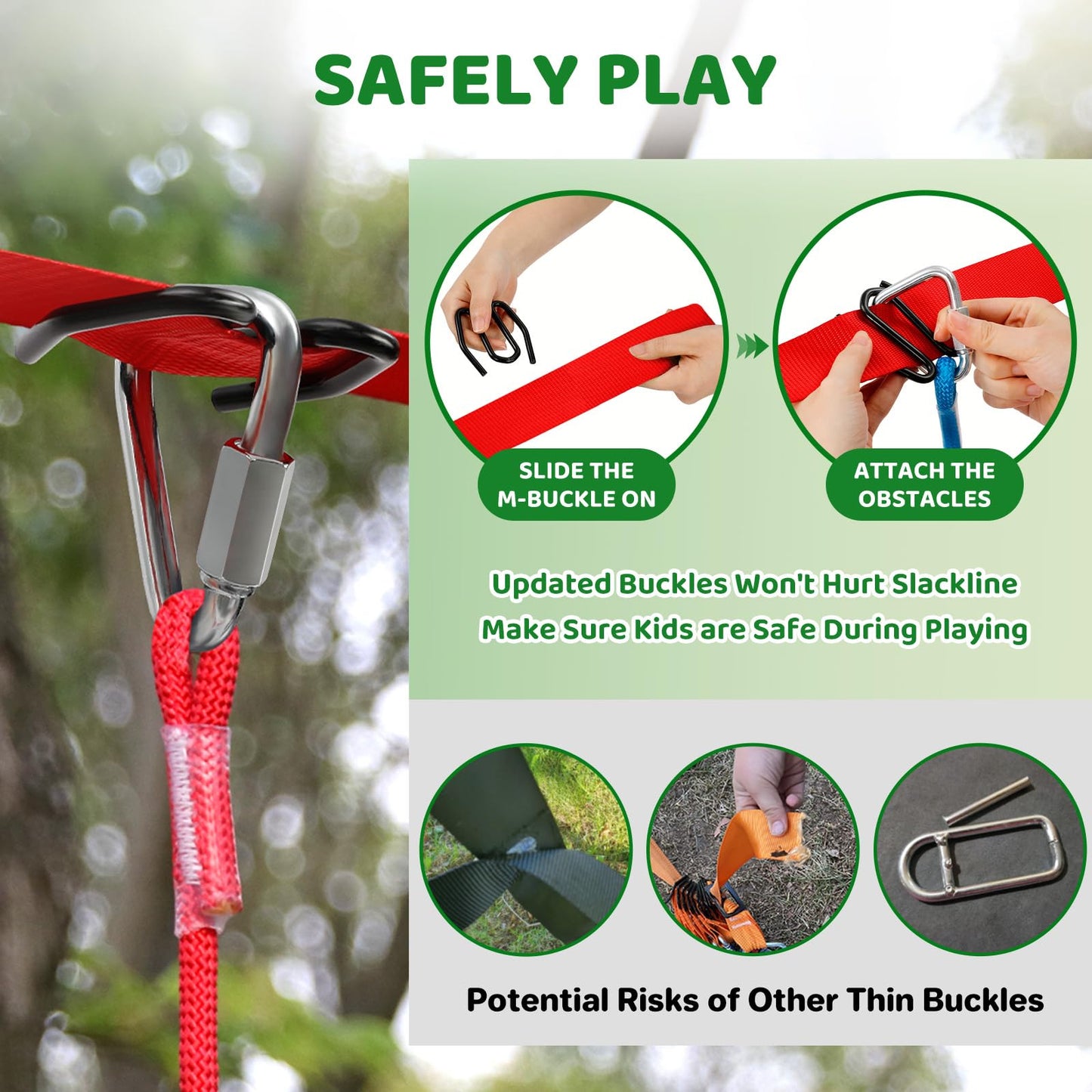 Dripex Ninja Warrior Obstacle Course for Kids Backyard – 2×65ft Slackline Kit with 10 Accessories