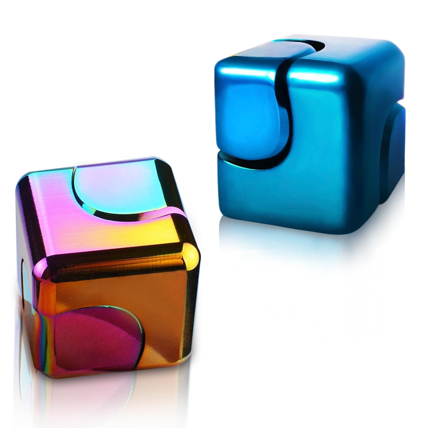 Dr.Kbder 2pc Fidget Spinner Cube – Metal Desk Toy, Quiet, Pocket-Sized Focus Tool