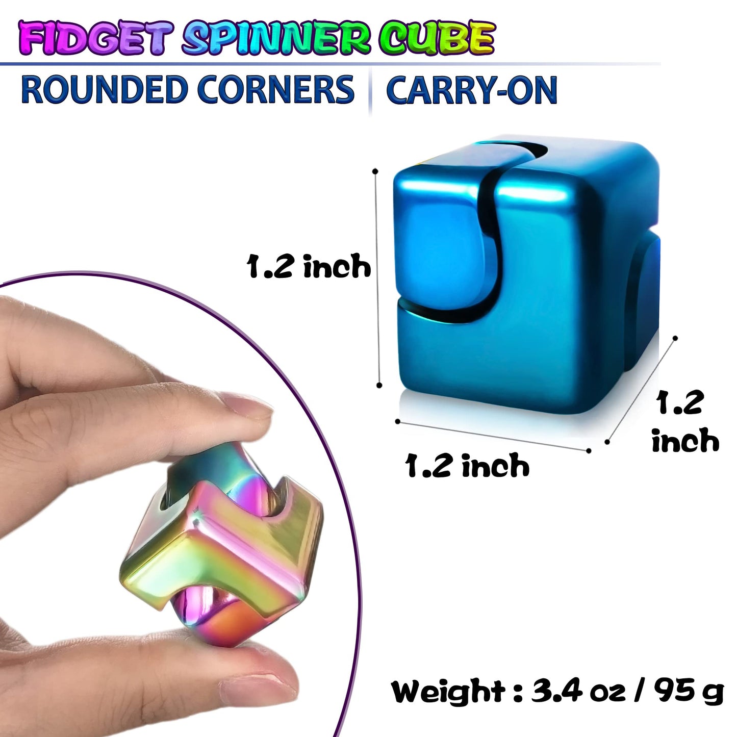Dr.Kbder 2pc Fidget Spinner Cube – Metal EDC Desk Toy for Adults & Teens | Quiet, Pocket-Sized Focus & Sensory Play