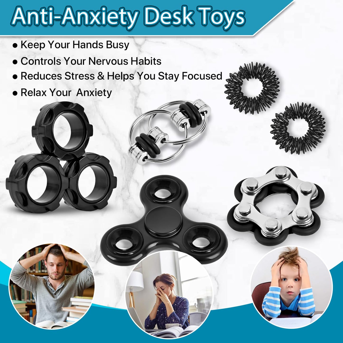 Dr.Kbder Fidget Toys Adults Pack 6‑Piece – Stress Relief, Focus & Breaks