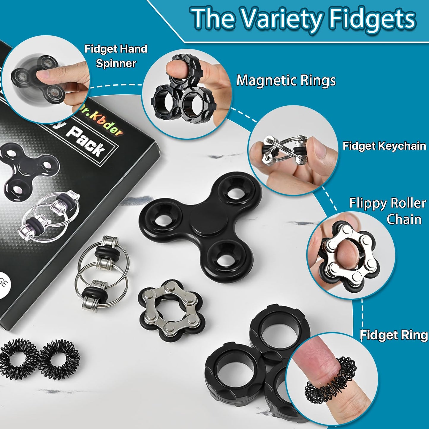 Dr.Kbder Fidget Toys Adults Pack 6‑Piece – Stress Relief, Focus & Breaks