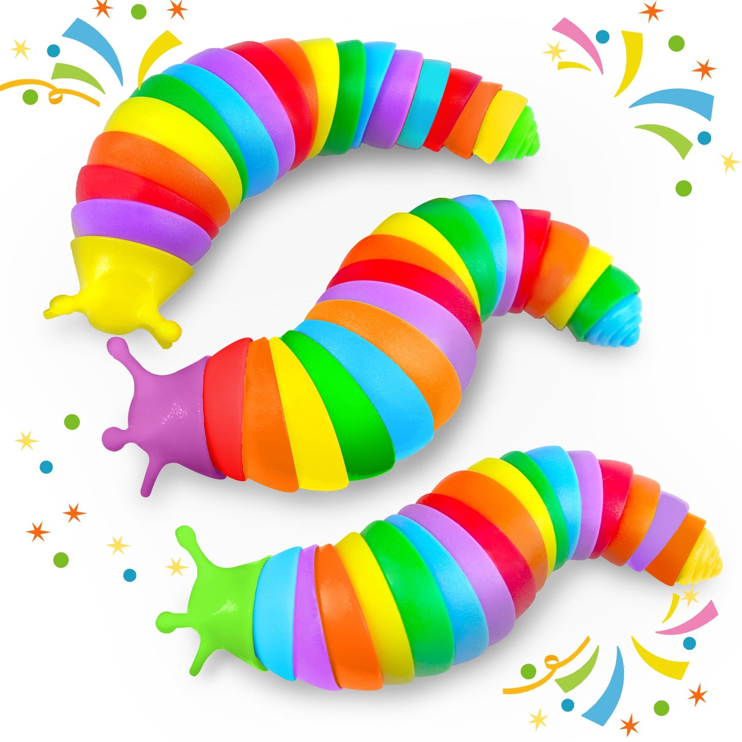 Dr.Kbder 3-Pack Toddler Fidget Slug Toys — Travel Sensory Toys for Kids
