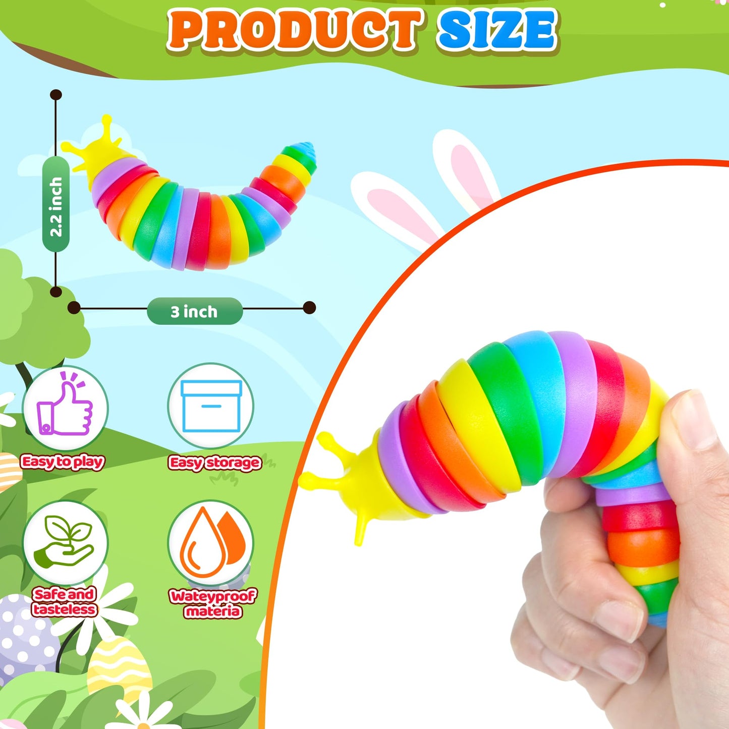 Dr.Kbder 3-Pack Toddler Fidget Slug Toys — Travel Sensory Toys for Kids