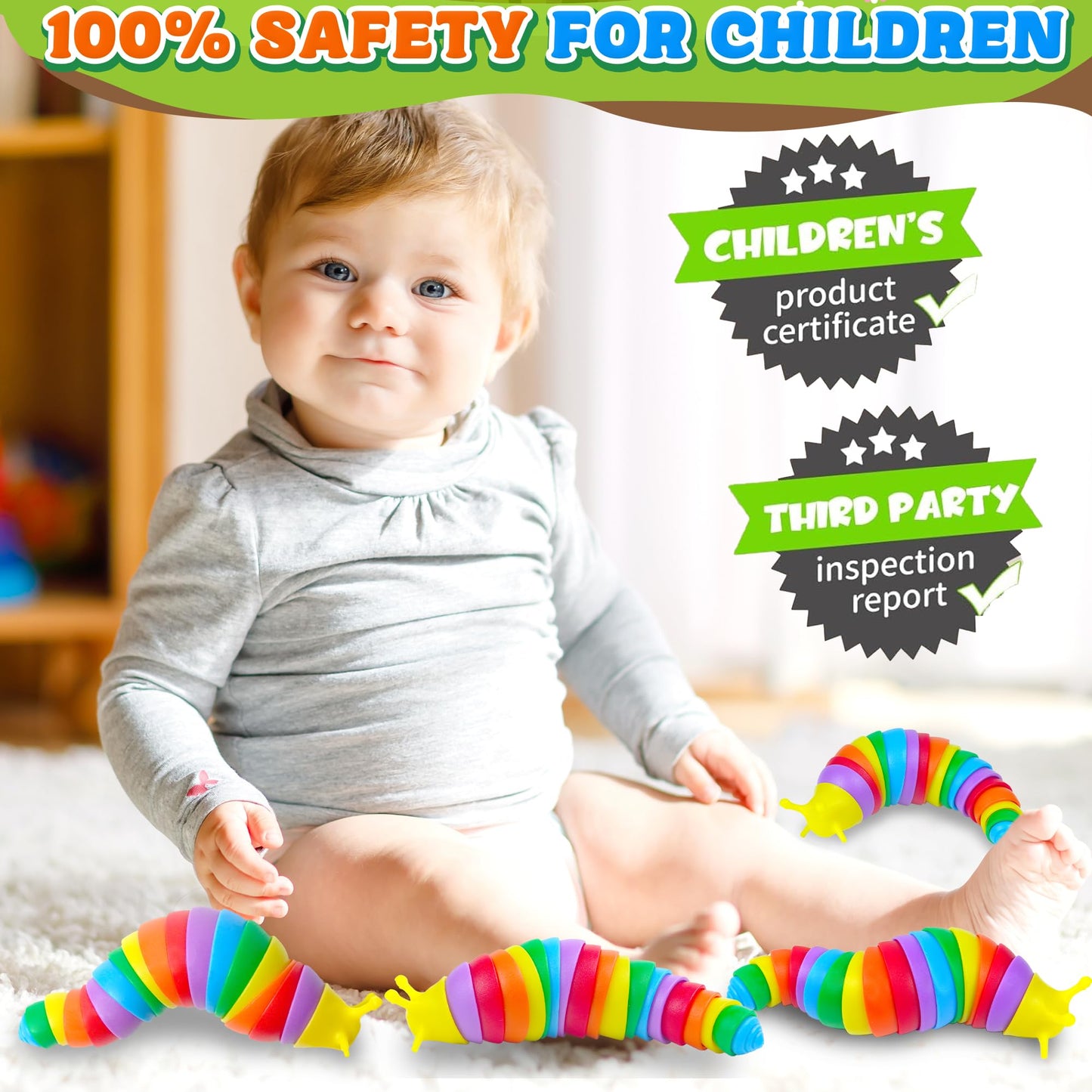 Dr.Kbder 3-Pack Toddler Fidget Slug Toys — Travel Sensory Toys for Kids