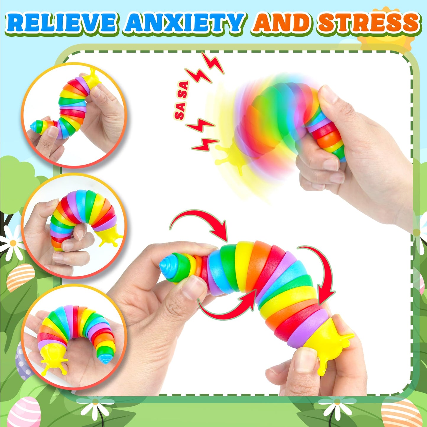 Dr.Kbder 3-Pack Toddler Fidget Slug Toys — Travel Sensory Toys for Kids