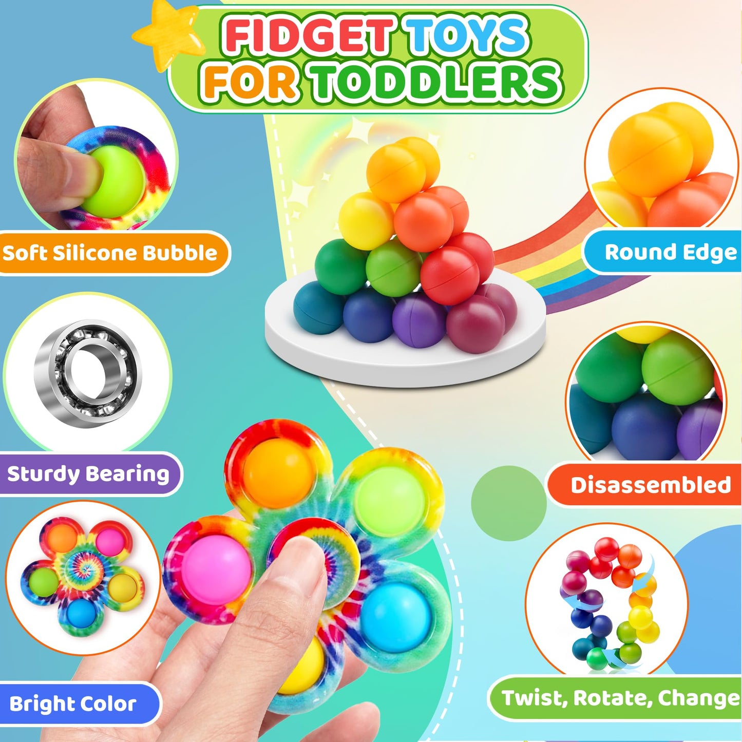 Dr.Kbder 6-Pack Sensory Autism Toys for Toddlers – Easter Basket Stuffers, Travel & Classroom Fidgets