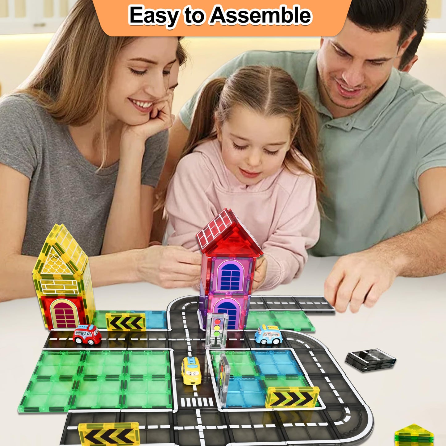 Drofex 42pc Magnetic Tiles Road – STEM Building Toys for Kids 3+