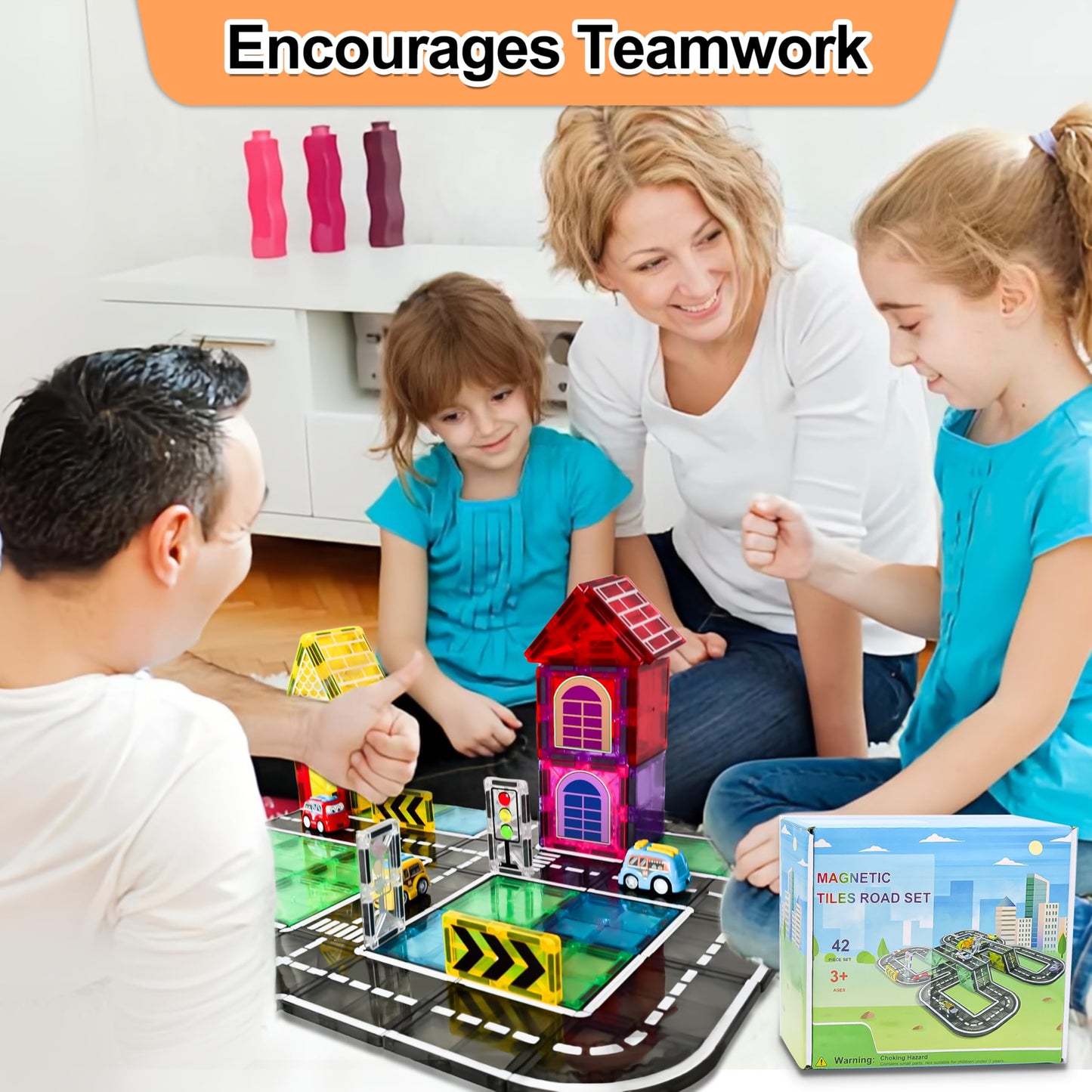 Drofex 42pc Magnetic Tiles Road – STEM Building Toys for Kids 3+