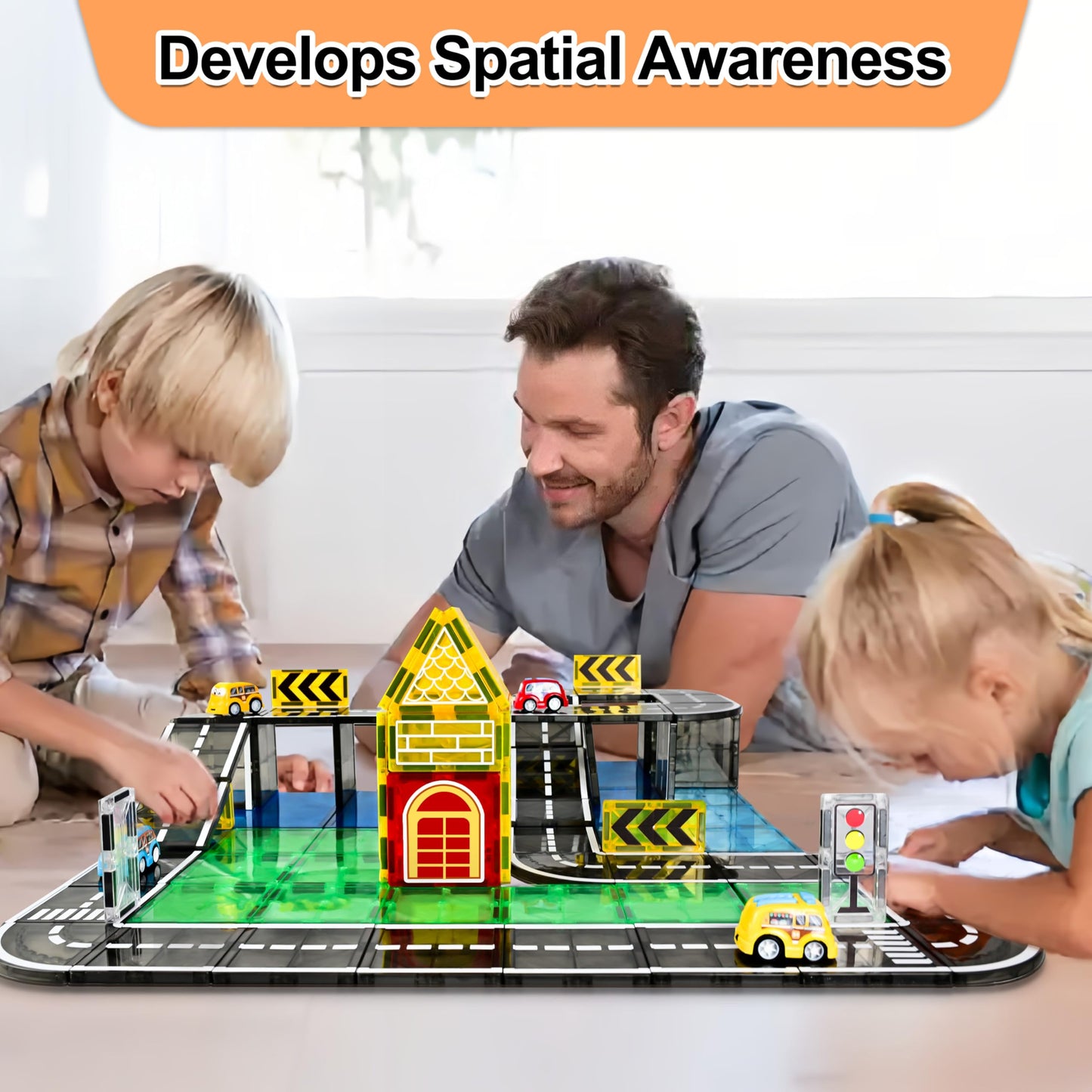Drofex 42pc Magnetic Tiles Road – STEM Building Toys for Kids 3+
