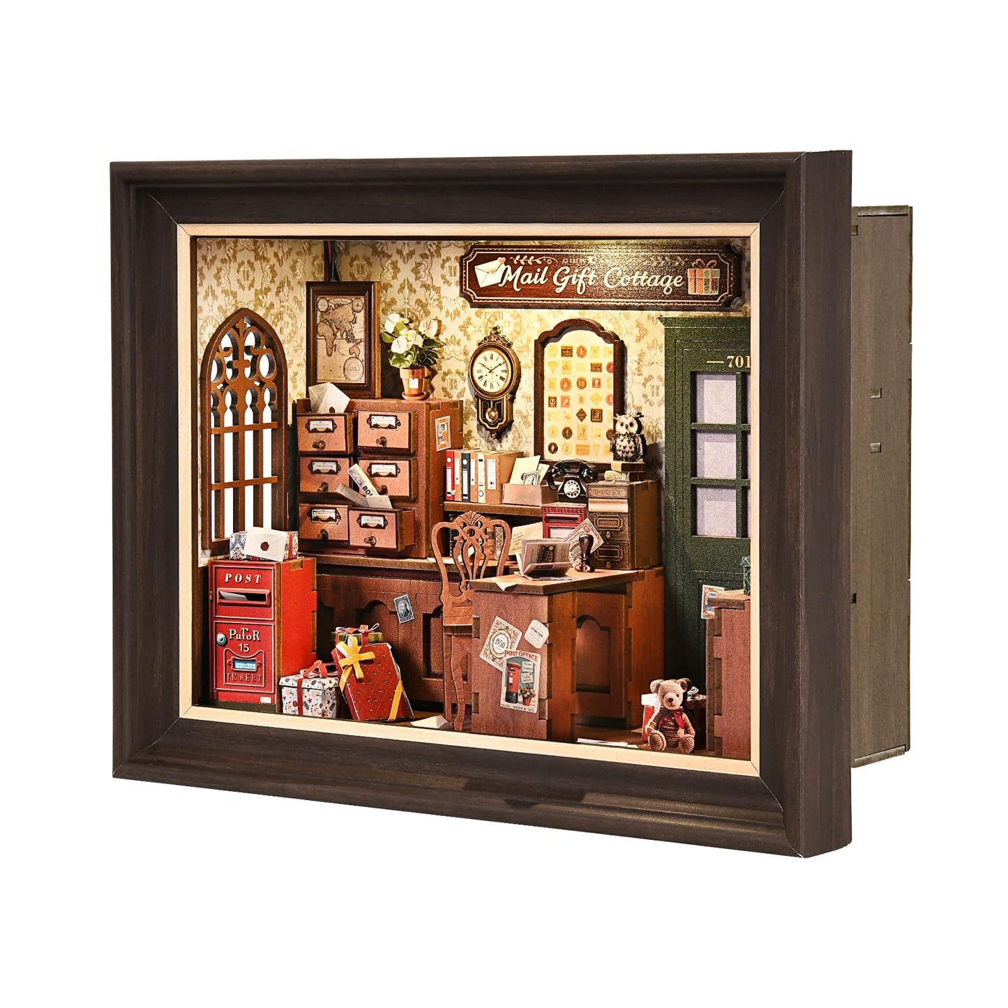 Book Nook Kit by DROICC: 3D Wooden Puzzle with LED Touch Control & Wall-Mount Frame