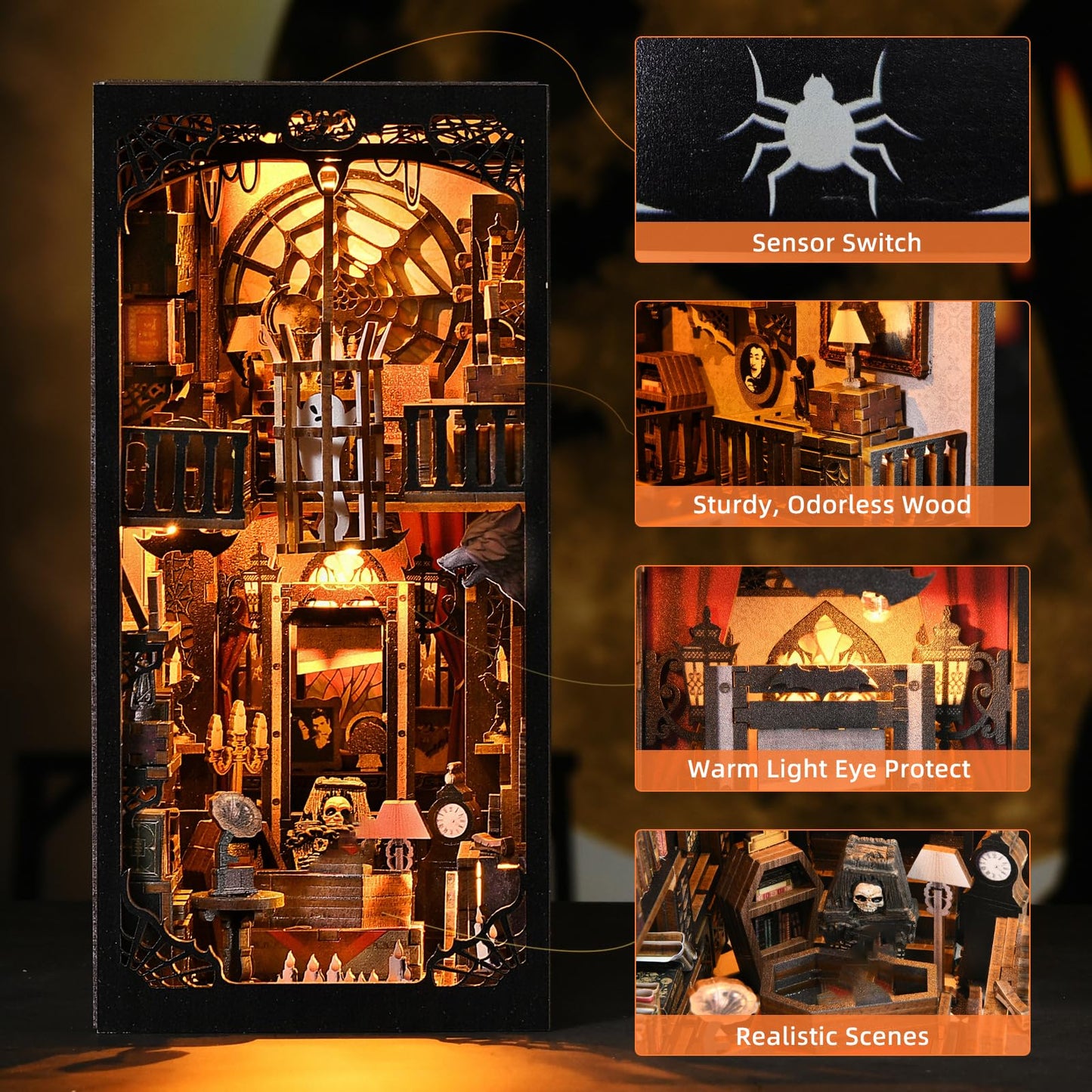 DROICC Book Nook Kit: Goth Castle 3D Puzzle with LED Lights