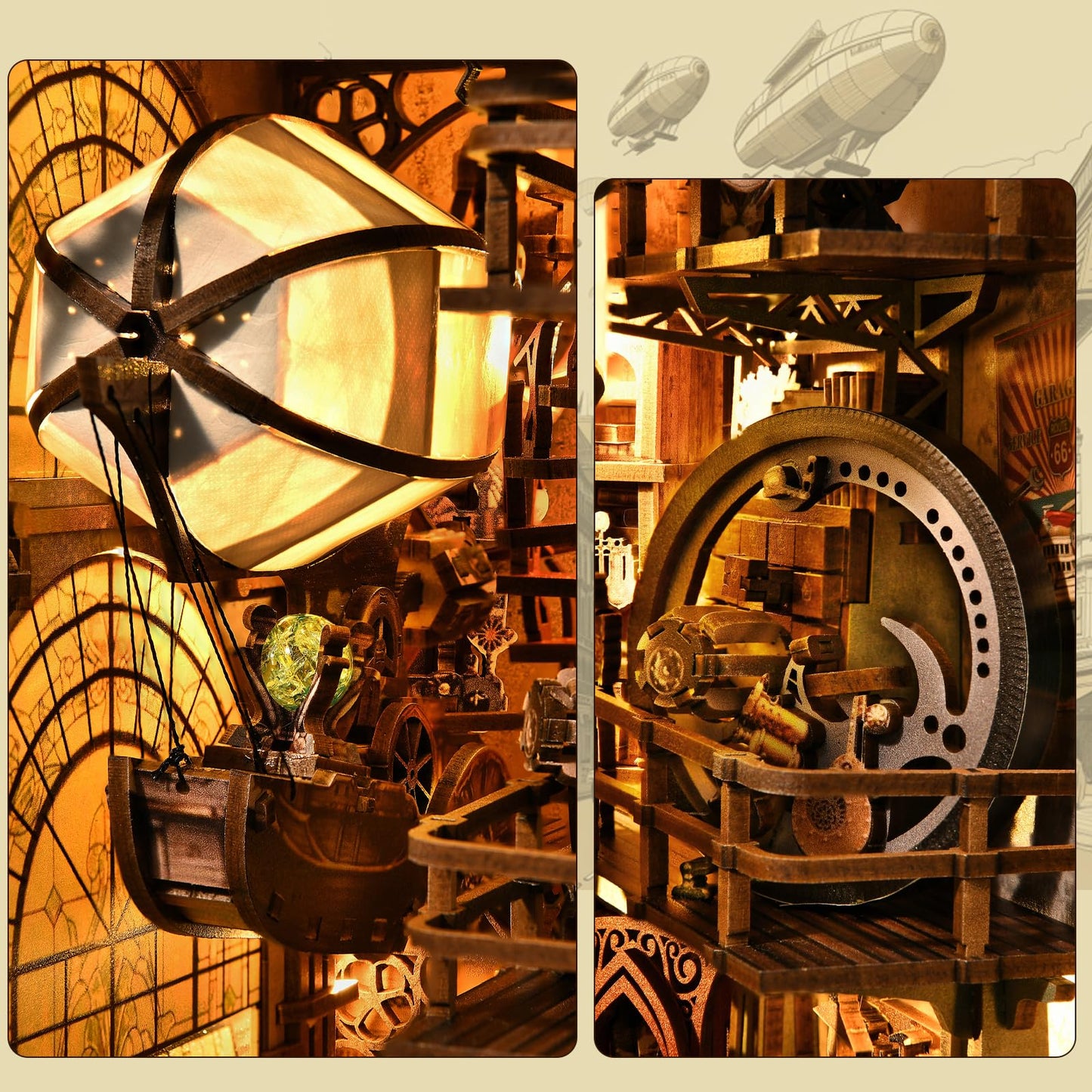 DROICC Book Nook Kit - 3D Steampunk Wooden Puzzle with LED Lights | Uncle Peter's Warehouse