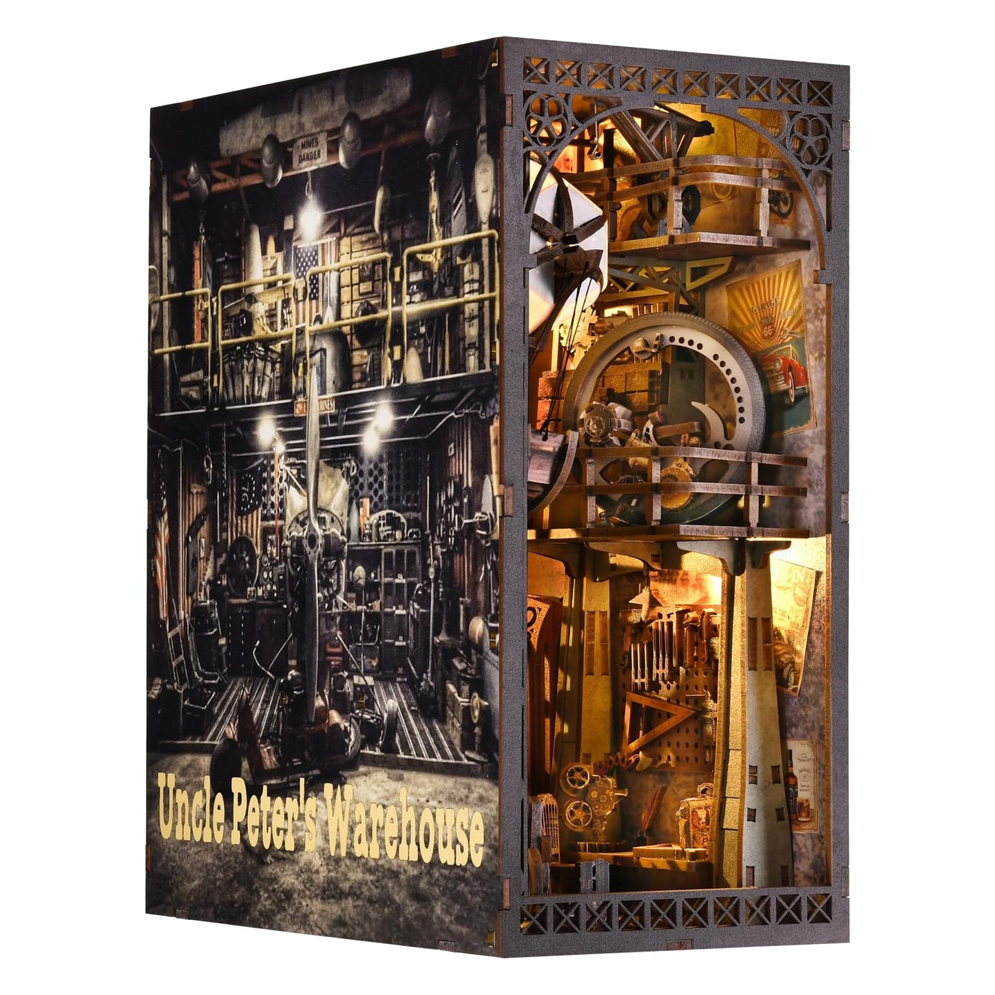 DROICC Book Nook Kit - 3D Steampunk Wooden Puzzle with LED Lights | Uncle Peter's Warehouse