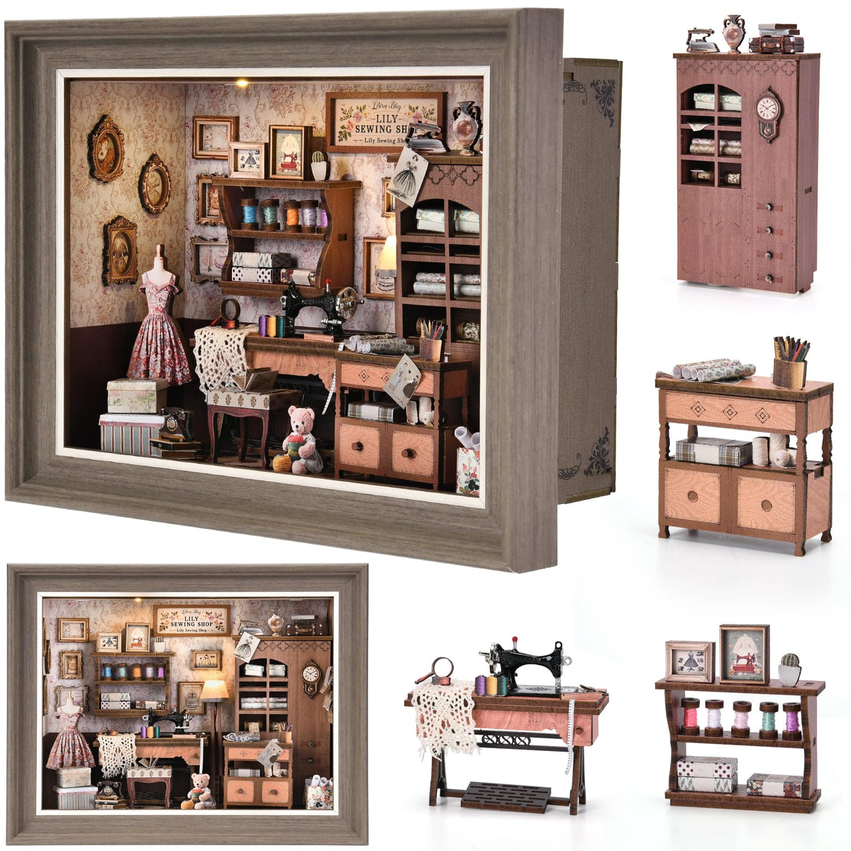DROICC Book Nook Kit – 3D Wooden Puzzle with LED Light & Wall-Mount Frame | Lily Sewing Shop