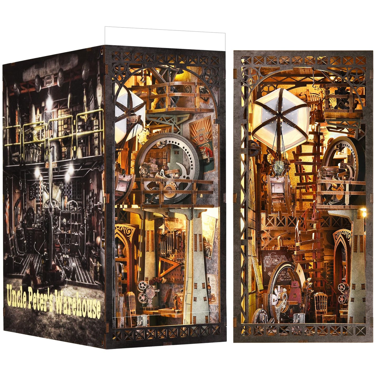 DROICC Book Nook Kit - 3D Steampunk Wooden Puzzle with LED Lights | Uncle Peter's Warehouse