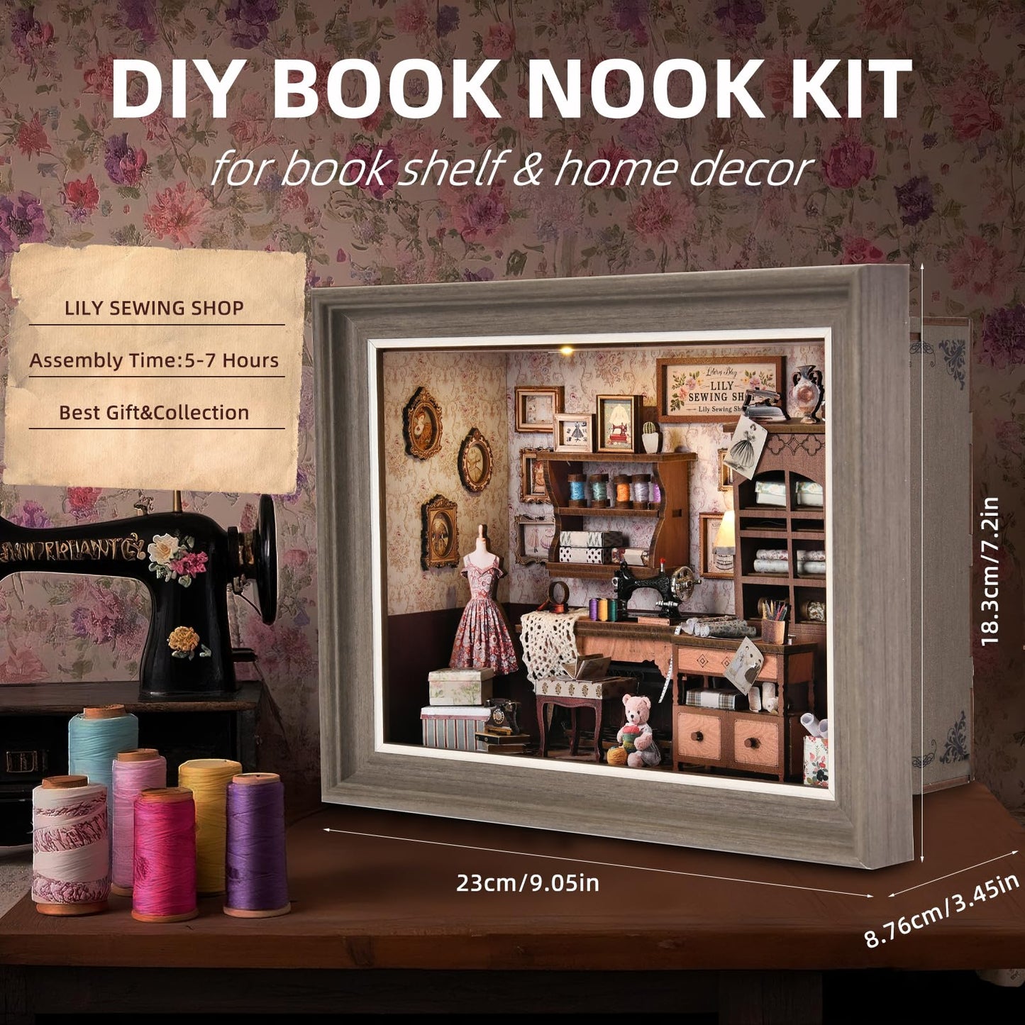 DROICC Book Nook Kit – 3D Wooden Puzzle with LED Light & Wall-Mount Frame | Lily Sewing Shop