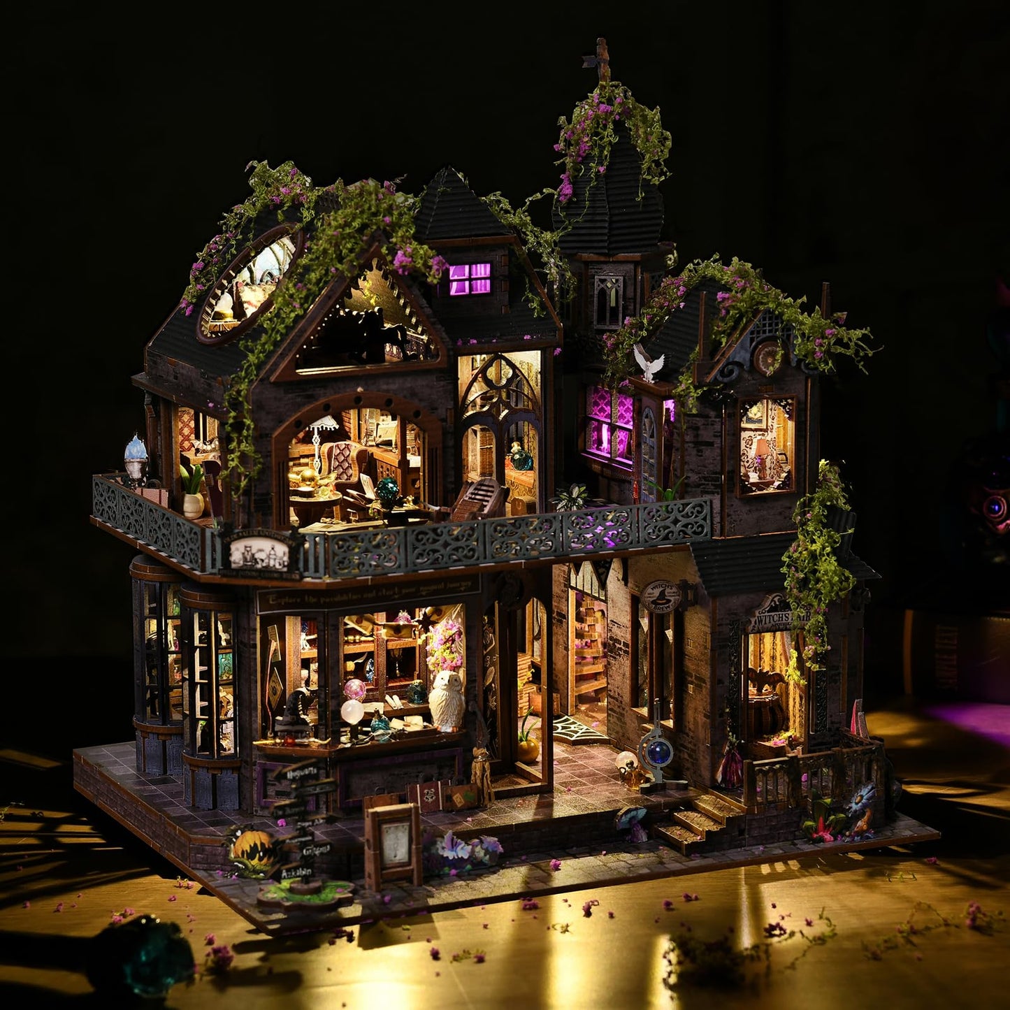 DROICC DIY Miniature House Kit: Gothic Witch Castle with LED Lights