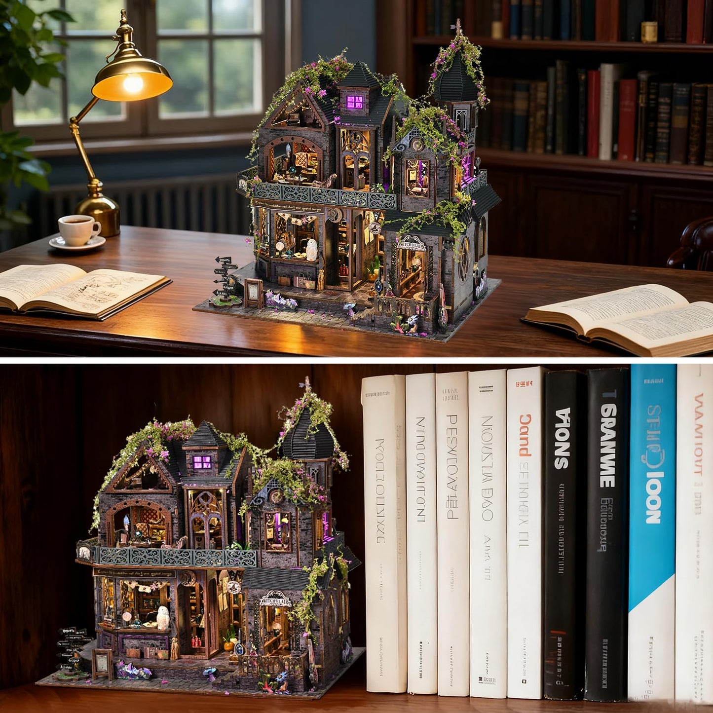 DROICC DIY Miniature House Kit: Gothic Witch Castle with LED Lights