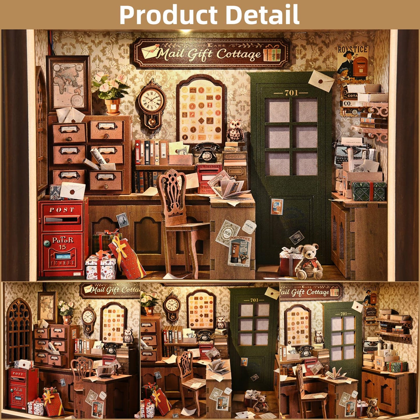 Book Nook Kit by DROICC: 3D Wooden Puzzle with LED Touch Control & Wall-Mount Frame