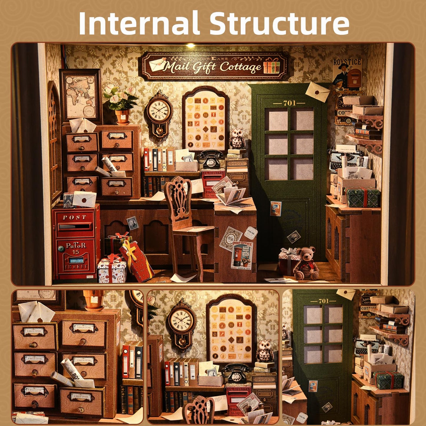 Book Nook Kit by DROICC: 3D Wooden Puzzle with LED Touch Control & Wall-Mount Frame