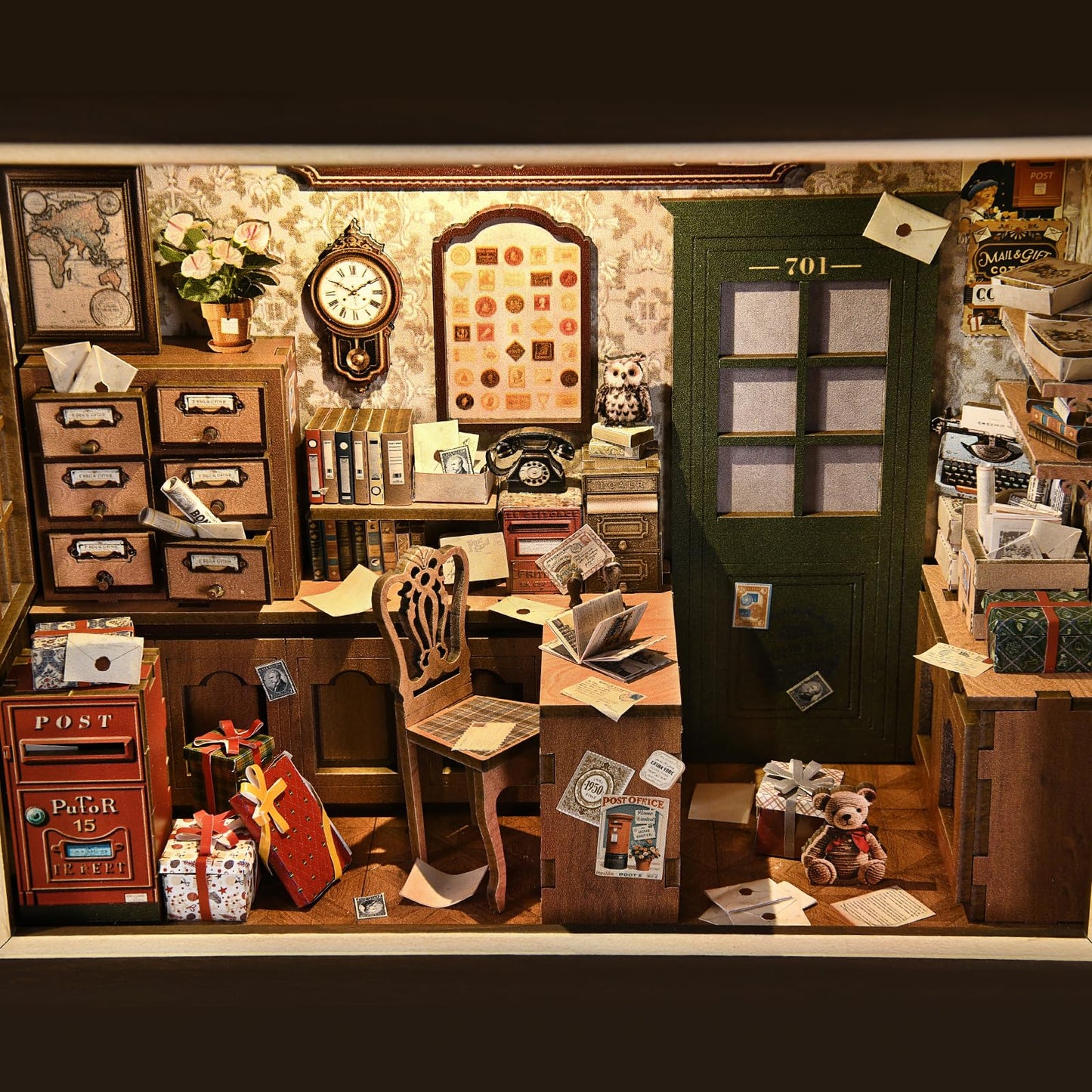Book Nook Kit by DROICC: 3D Wooden Puzzle with LED Touch Control & Wall-Mount Frame