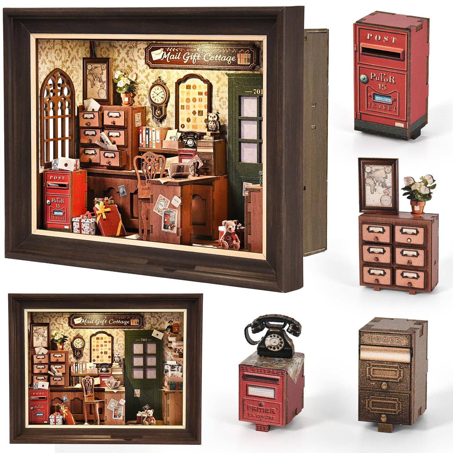 Book Nook Kit by DROICC: 3D Wooden Puzzle with LED Touch Control & Wall-Mount Frame