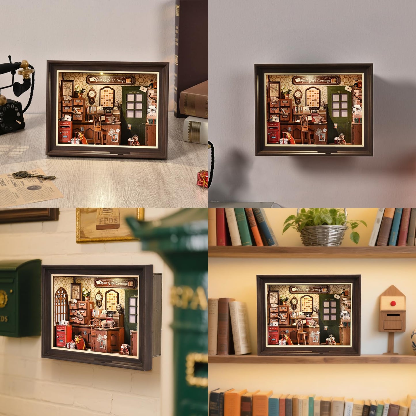Book Nook Kit by DROICC: 3D Wooden Puzzle with LED Touch Control & Wall-Mount Frame
