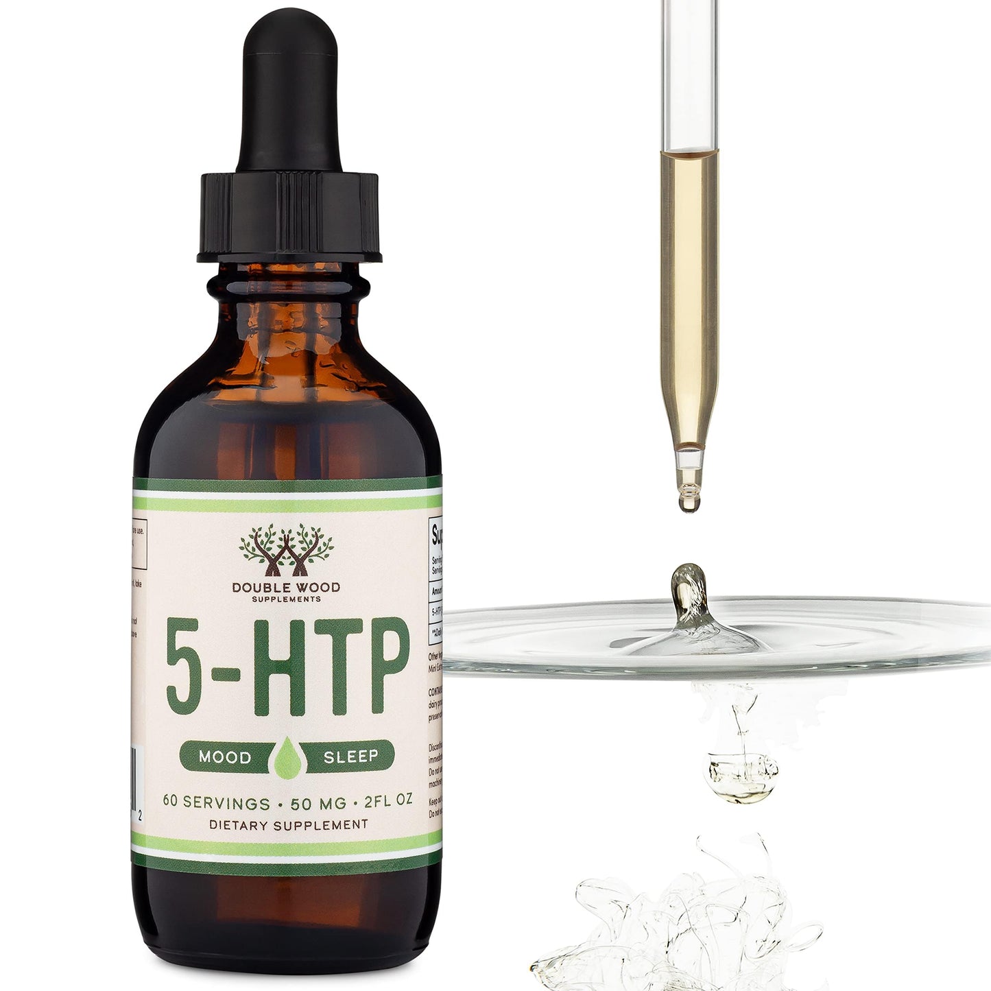 5-HTP Liquid Drops – 60 Servings of 50mg 99%+ 5-HTP | Serotonin Support by Double Wood