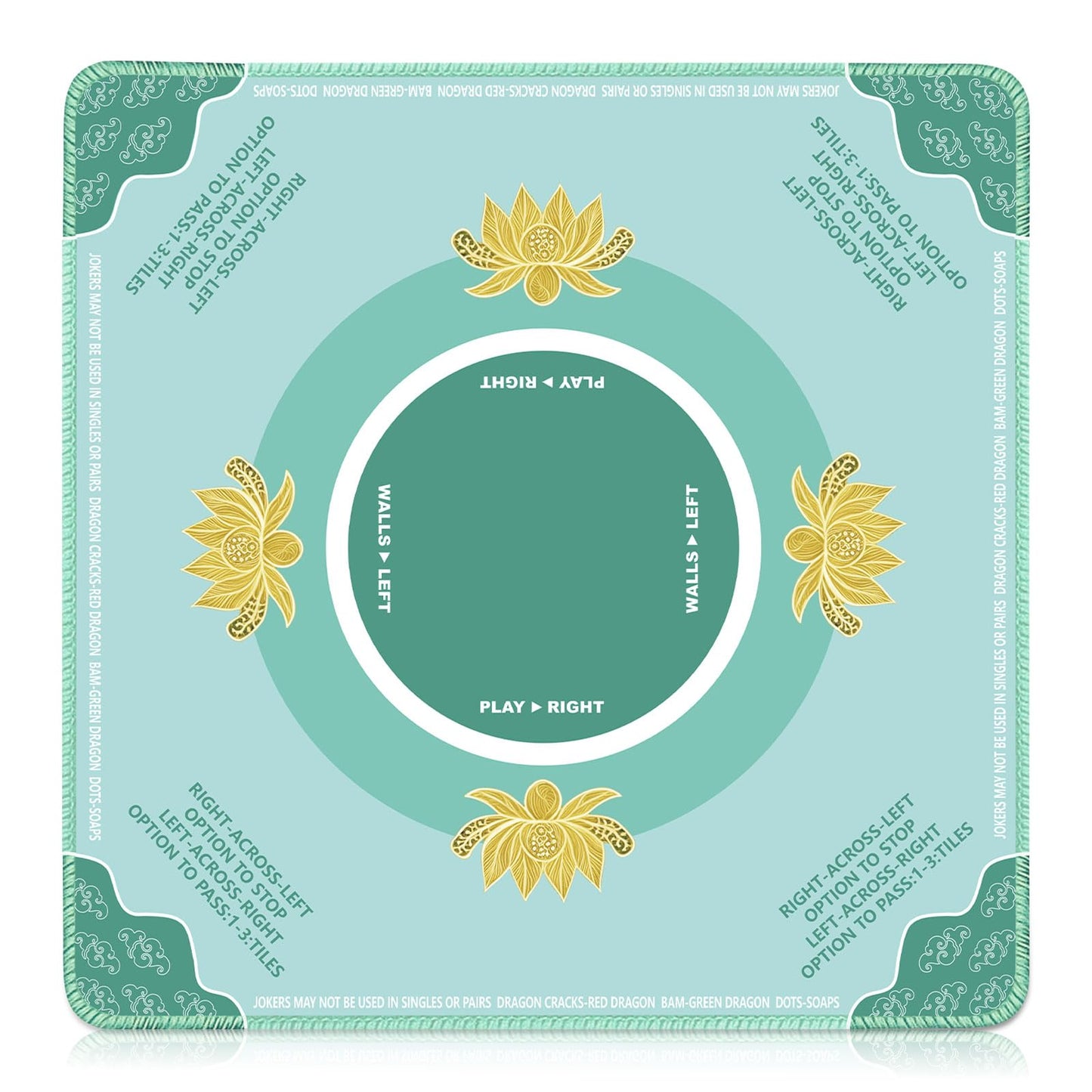 Drounphi Mahjong Mat 31.5x31.5 Inch – Neoprene Table Mat with Rules, Anti-Slip, Noise Reduction