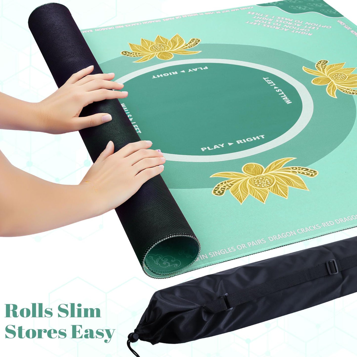 Drounphi Mahjong Mat 31.5x31.5 Inch – Neoprene Table Mat with Rules, Anti-Slip, Noise Reduction
