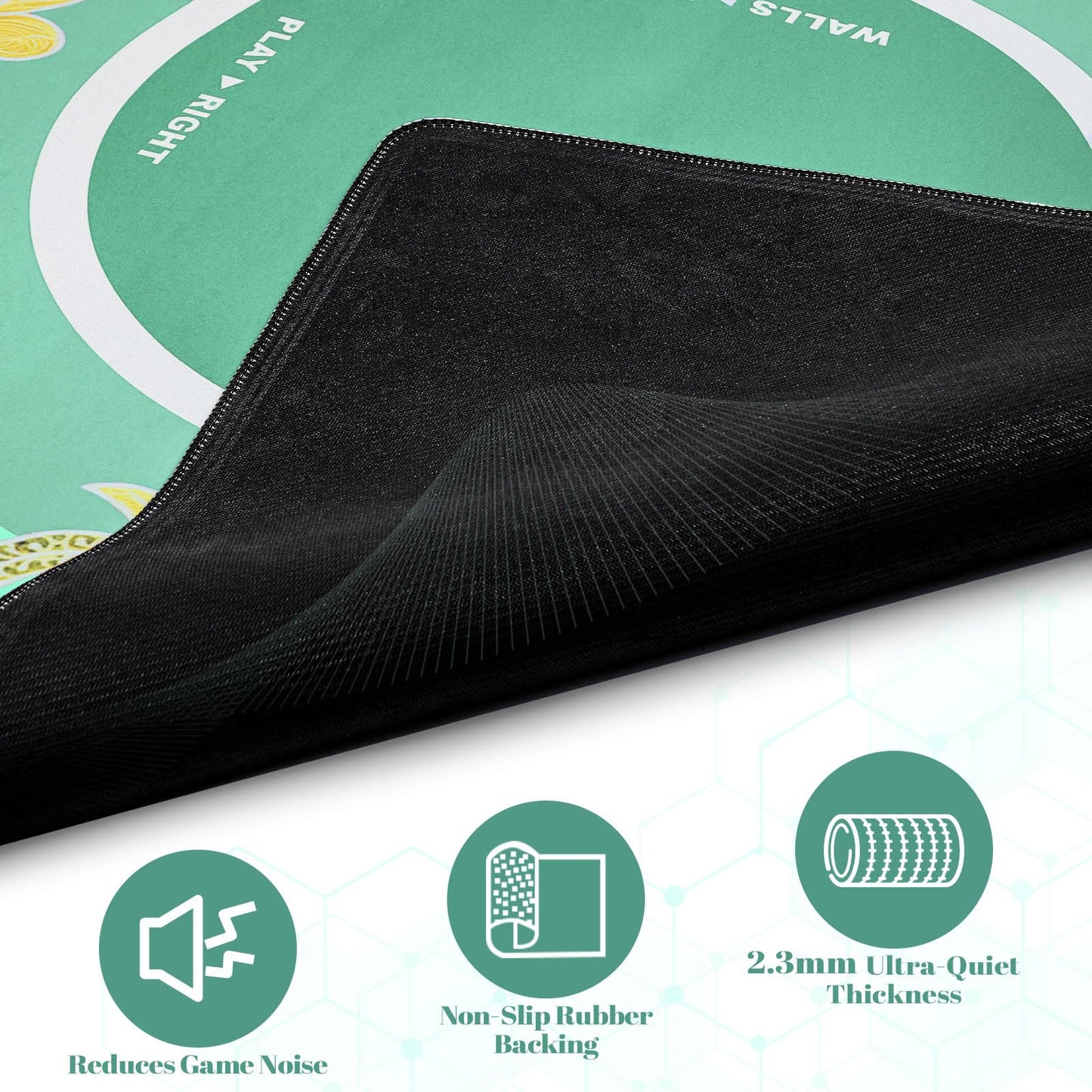 Drounphi Mahjong Mat 31.5x31.5 Inch – Neoprene Table Mat with Rules, Anti-Slip, Noise Reduction