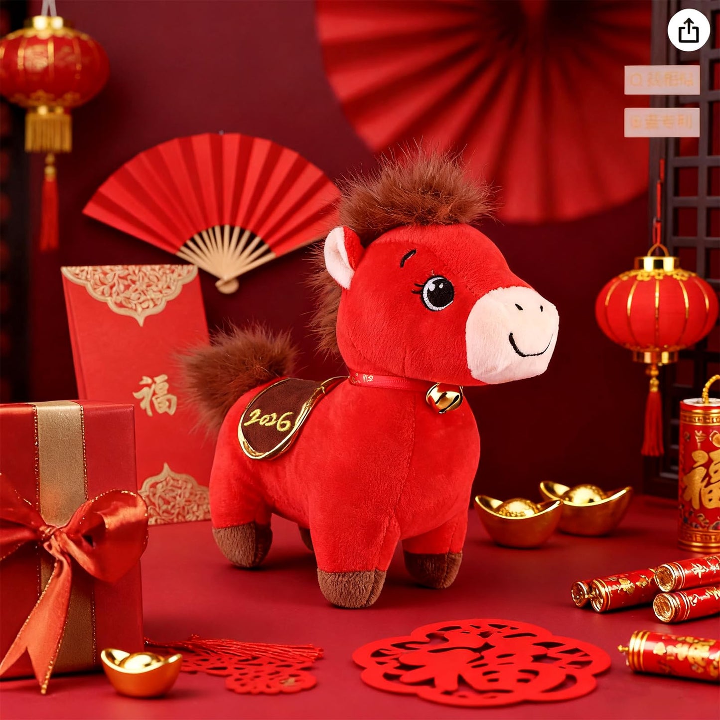 Droutti 20 cm Year of the Horse Plush – Chinese New Year Mascot & 2026 Zodiac Decor