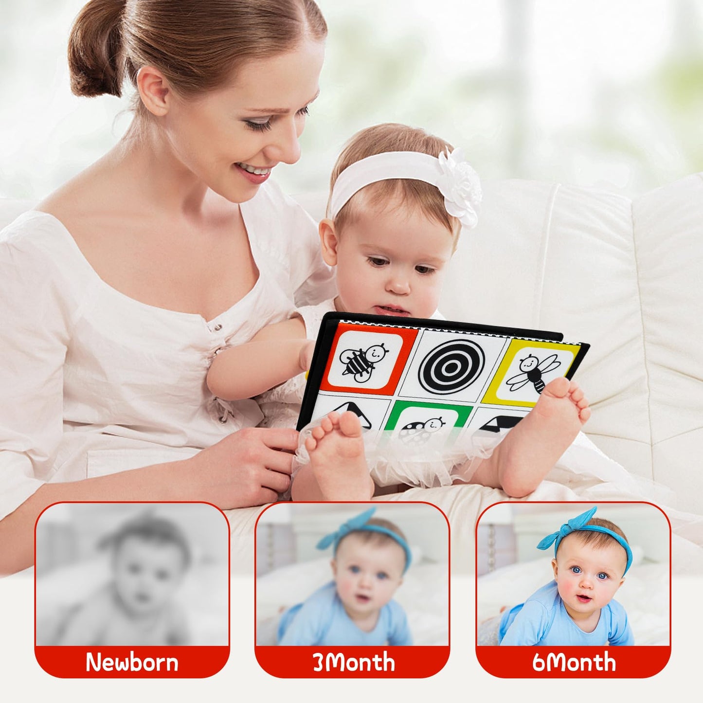 Dr.Rapeti Tummy Time Floor Mirror – High-Contrast Baby Toy with Safe Teethers (Non-Toxic, Washable)