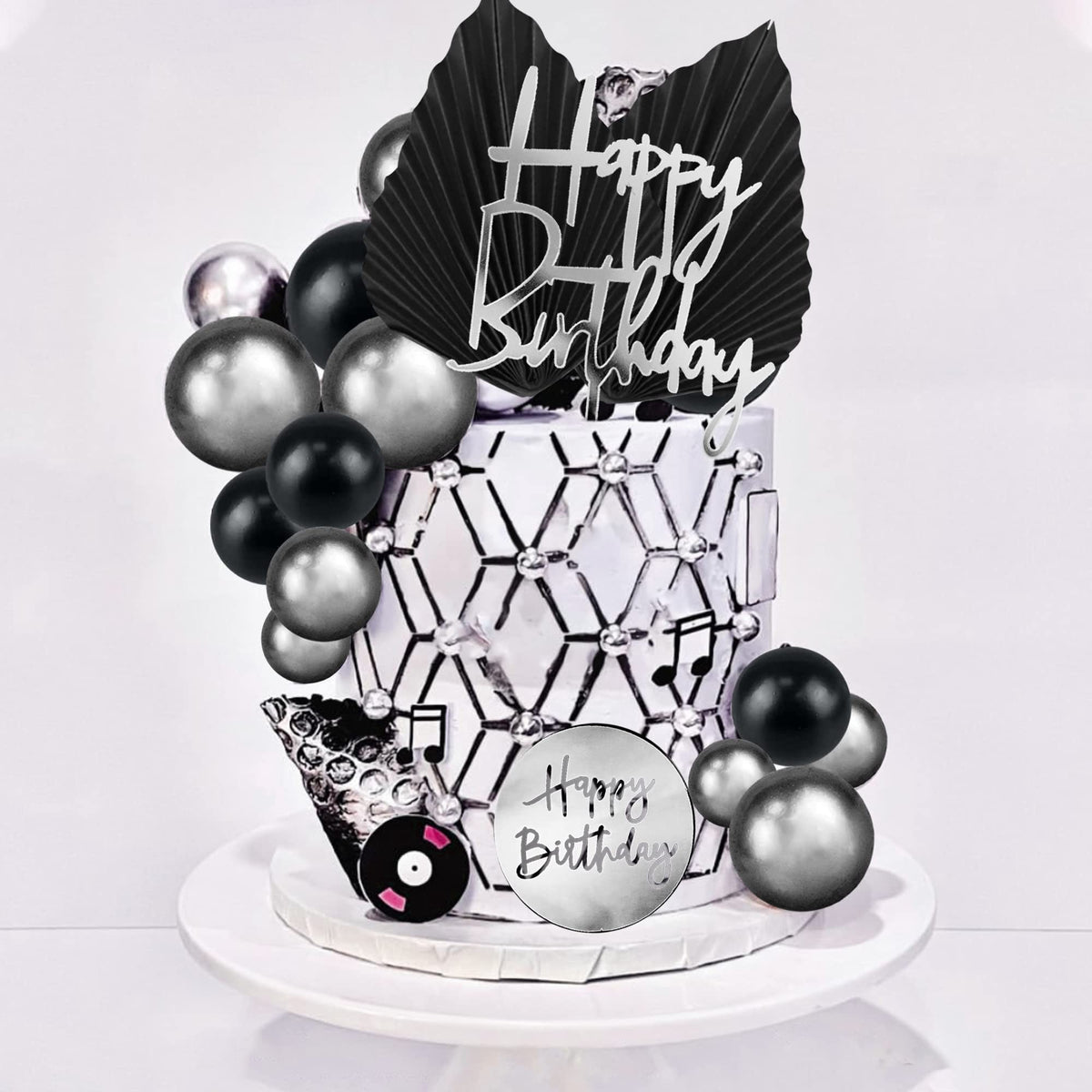 DRWATE 25pcs Acrylic Happy Birthday Cake Toppers – Numbers 0-9, Crown & Ball Shapes (Style 3)