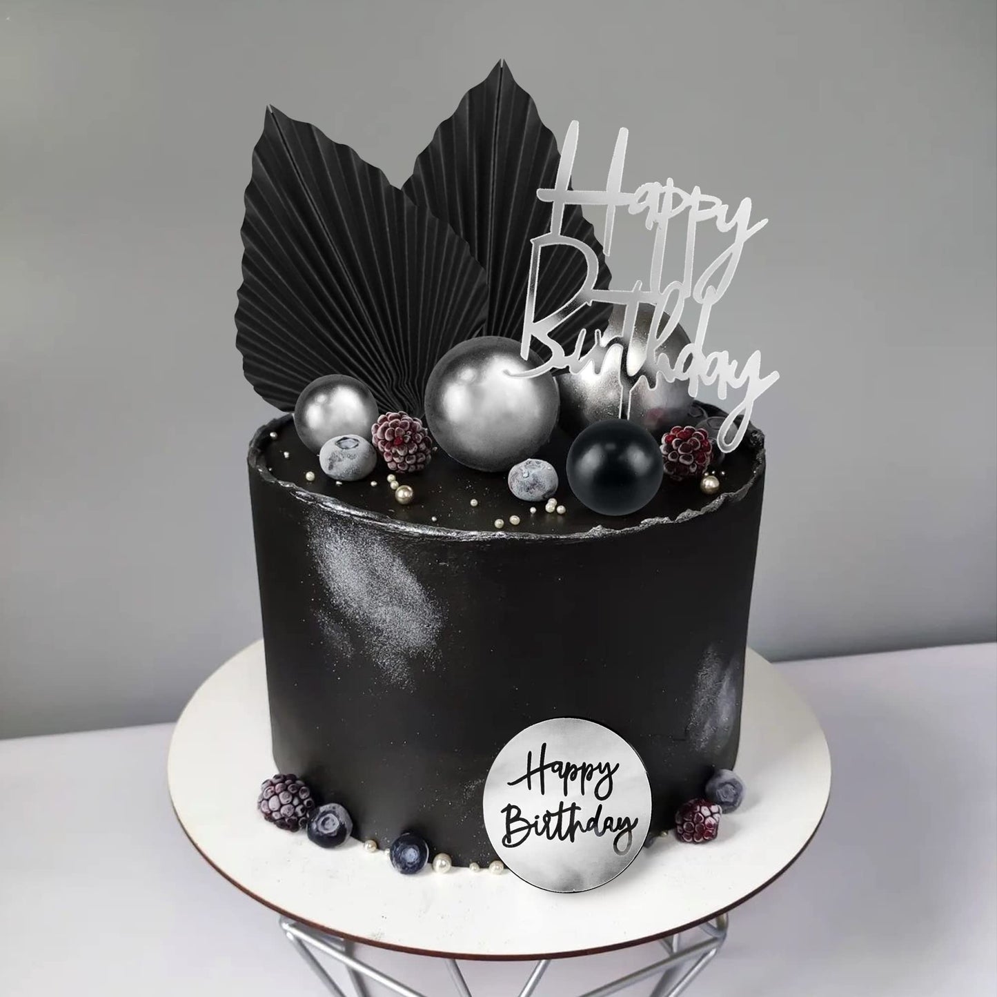 DRWATE 25pcs Acrylic Happy Birthday Cake Toppers – Numbers 0-9, Crown & Ball Shapes (Style 3)