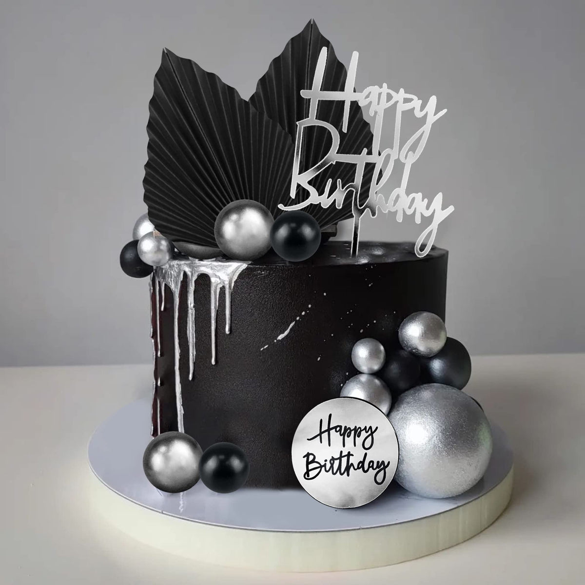 DRWATE 25pcs Acrylic Happy Birthday Cake Toppers – Numbers 0-9, Crown & Ball Shapes (Style 3)