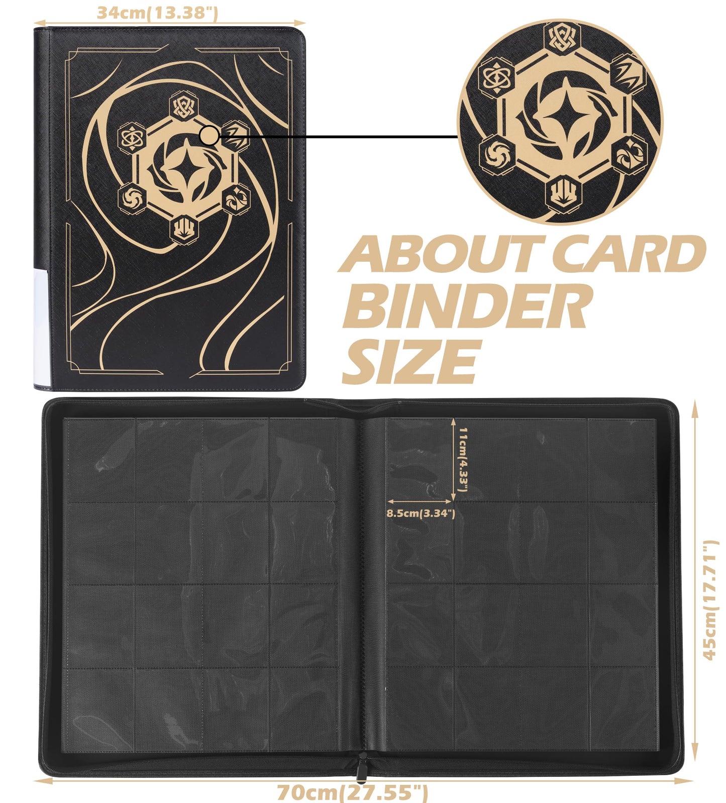 DRZERUI Lorcana Binder – 1024 Card, 16-Pocket Album (Classic Black)