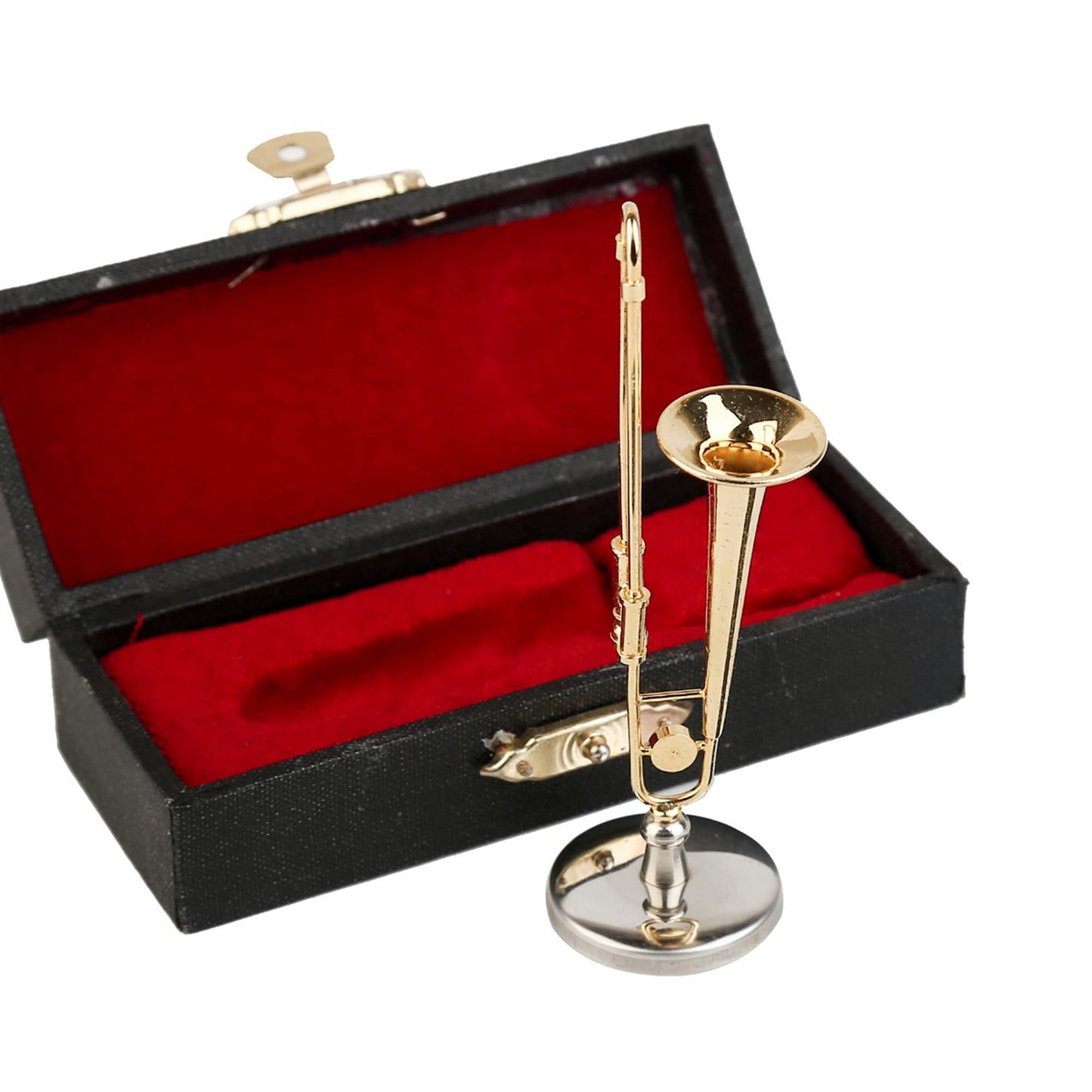 Dselvgvu Miniature Trombone with Stand and Case – Brass Collectible Decor