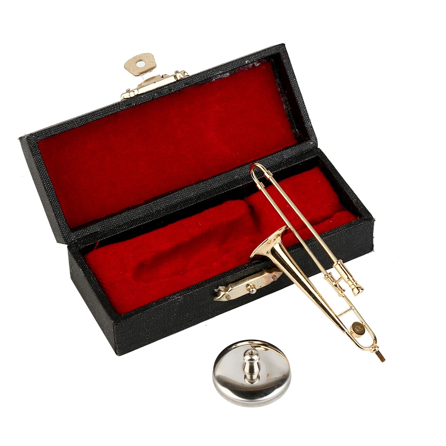 Dselvgvu Miniature Trombone with Stand and Case – Brass Collectible Decor