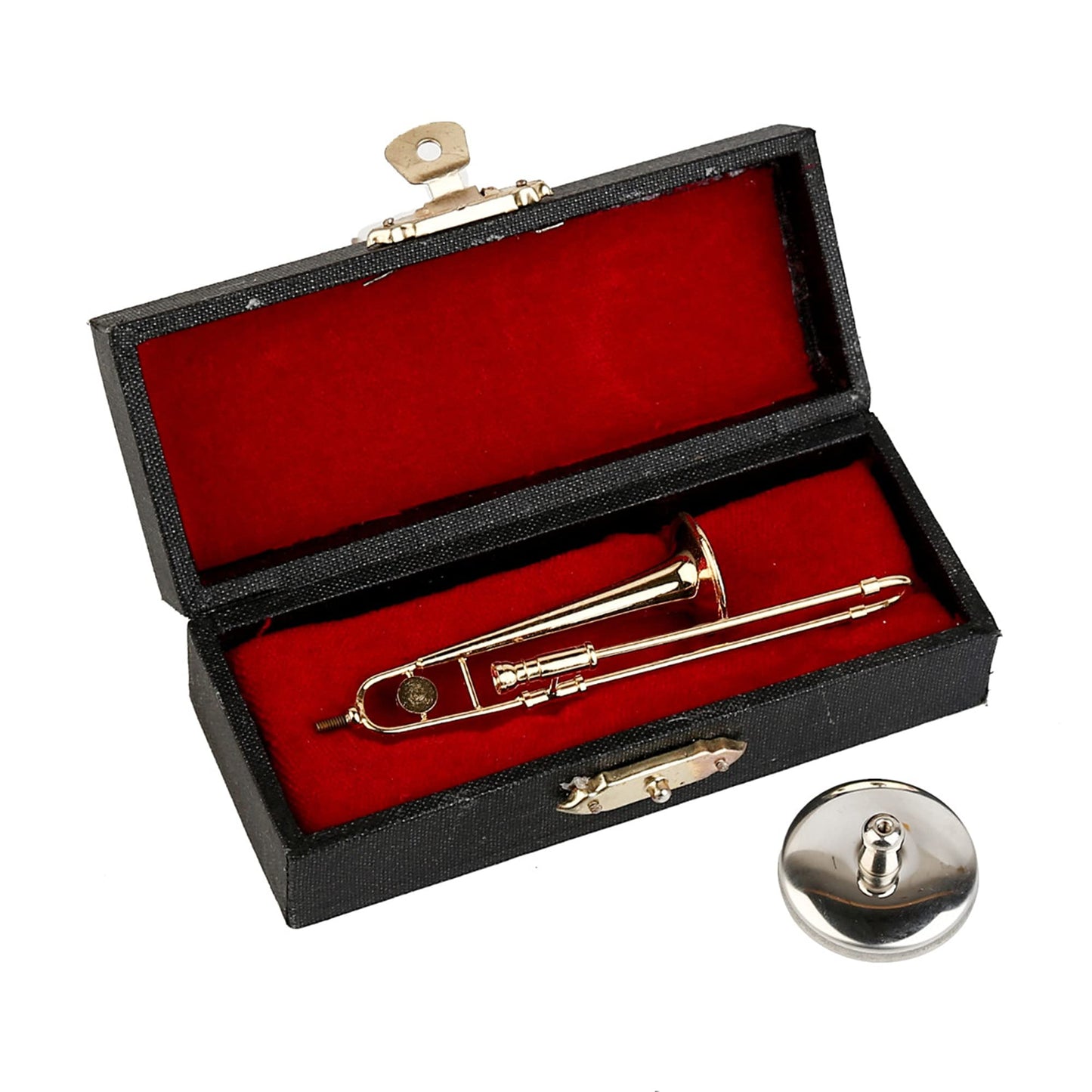 Dselvgvu Miniature Trombone with Stand and Case – Brass Collectible Decor